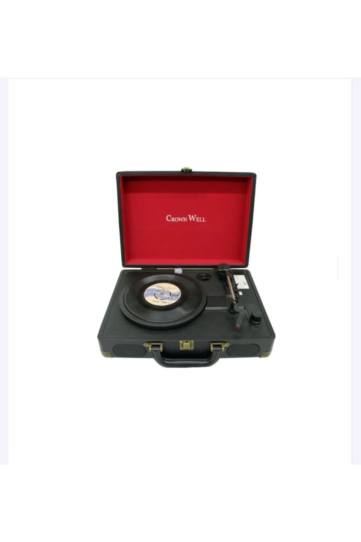 گِرامافون و صفحه گردان کیف سیاه تاج با بلندگو جلو Crown Well