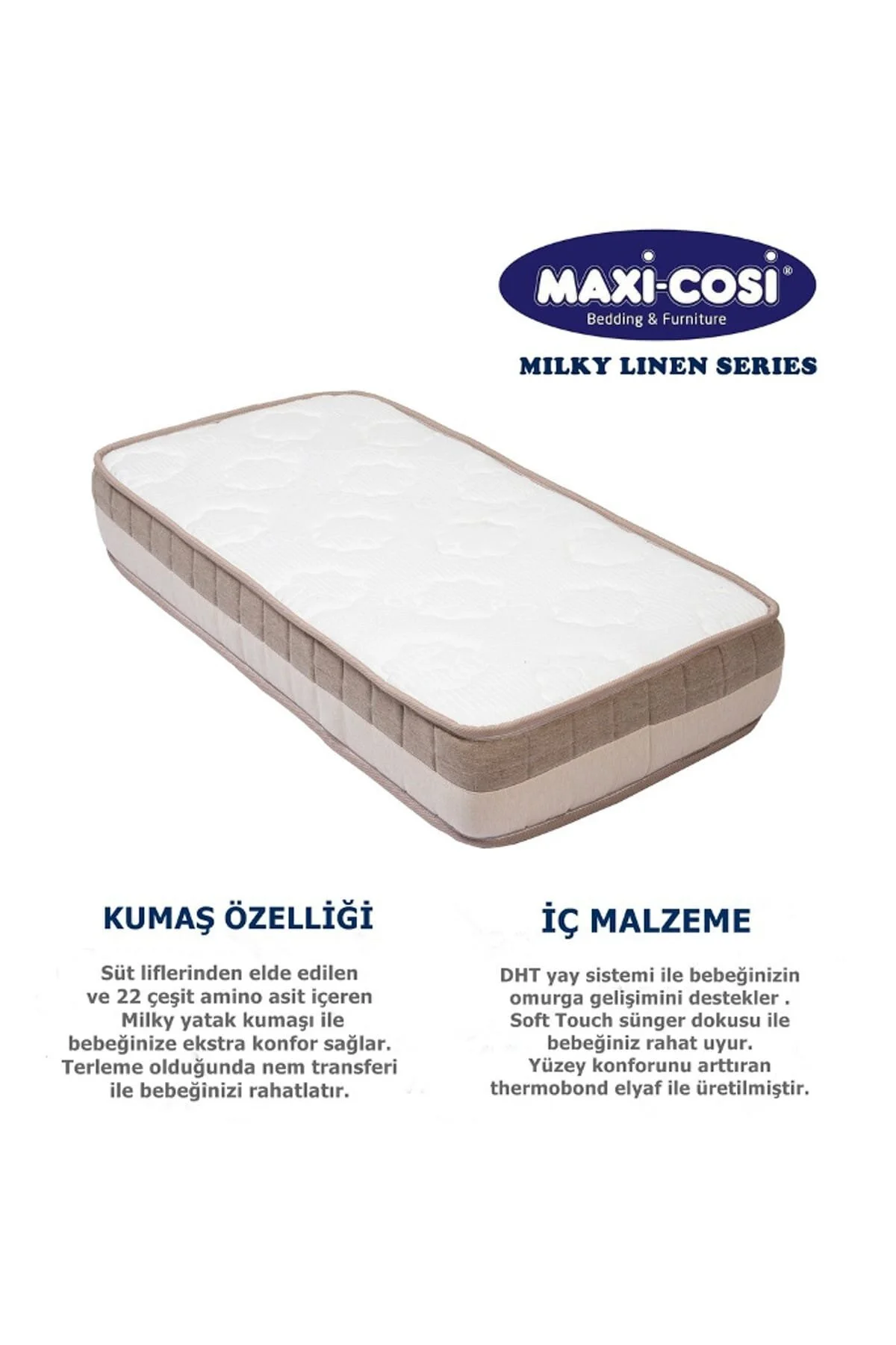 تشک سفید مردانه و زنانه فنری ارتوپدی شیری 70x120 سانتی متری Maxi-Cosi