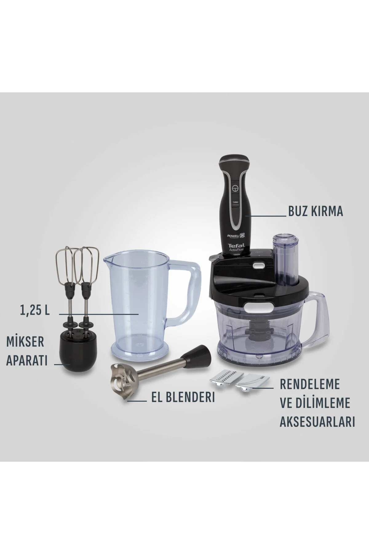 ست مخلوط کن مشکی برقی 1200 وات تفال TEFAL