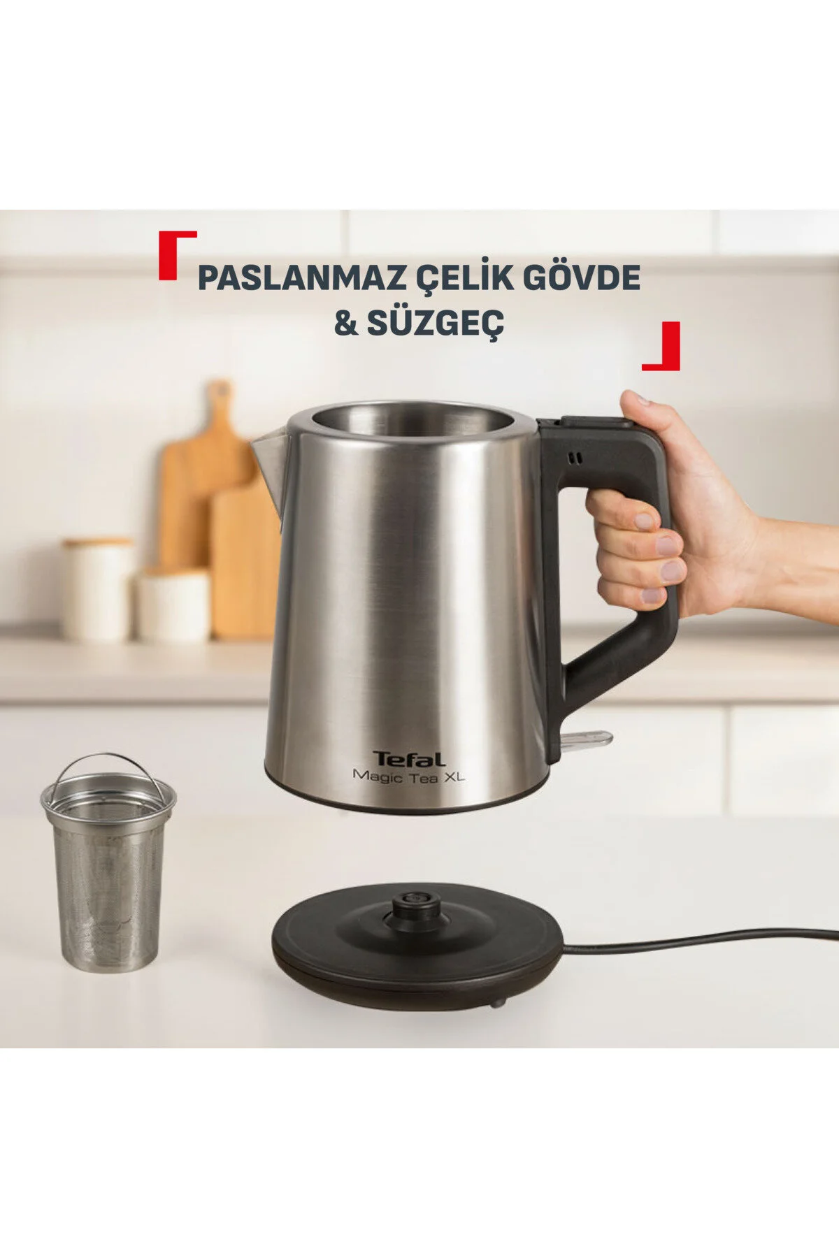 چای ساز خاکستری تمام استیل 1650 وات تفال TEFAL
