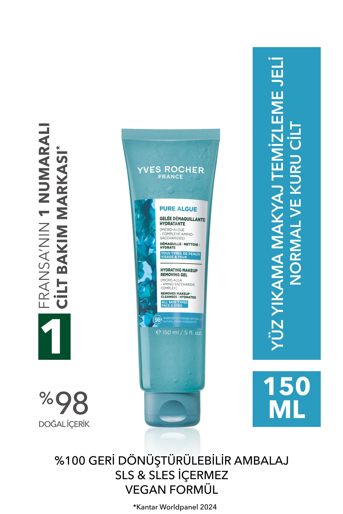 ژل شستشوی پاک کننده آرایش Pure Algue برای همه پوست ها 150 میل ایوروشه Yves Rocher