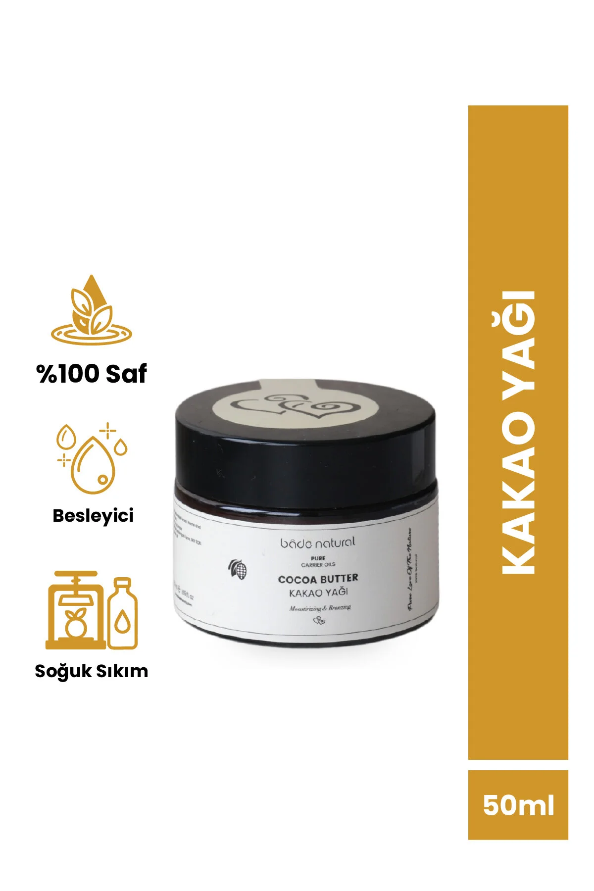 روغن مراقبتی کاکائو طبیعی 50 میلی لیتر خالص و سرد فشرده بادا ناتورال Bade Natural