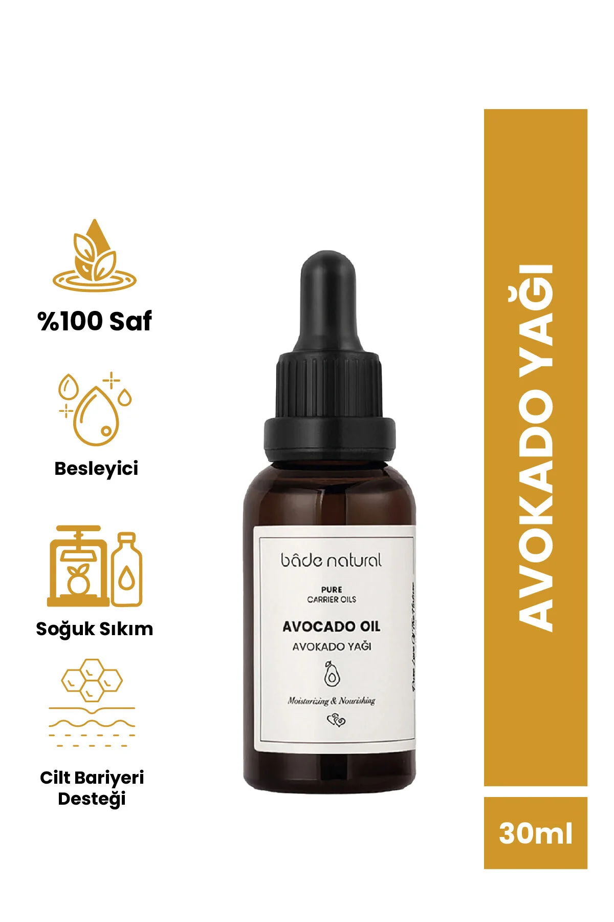 روغن مراقبتی آووکادو طبیعی 30 میلی لیتر خالص و سرد فشرده بادا ناتورال Bade Natural