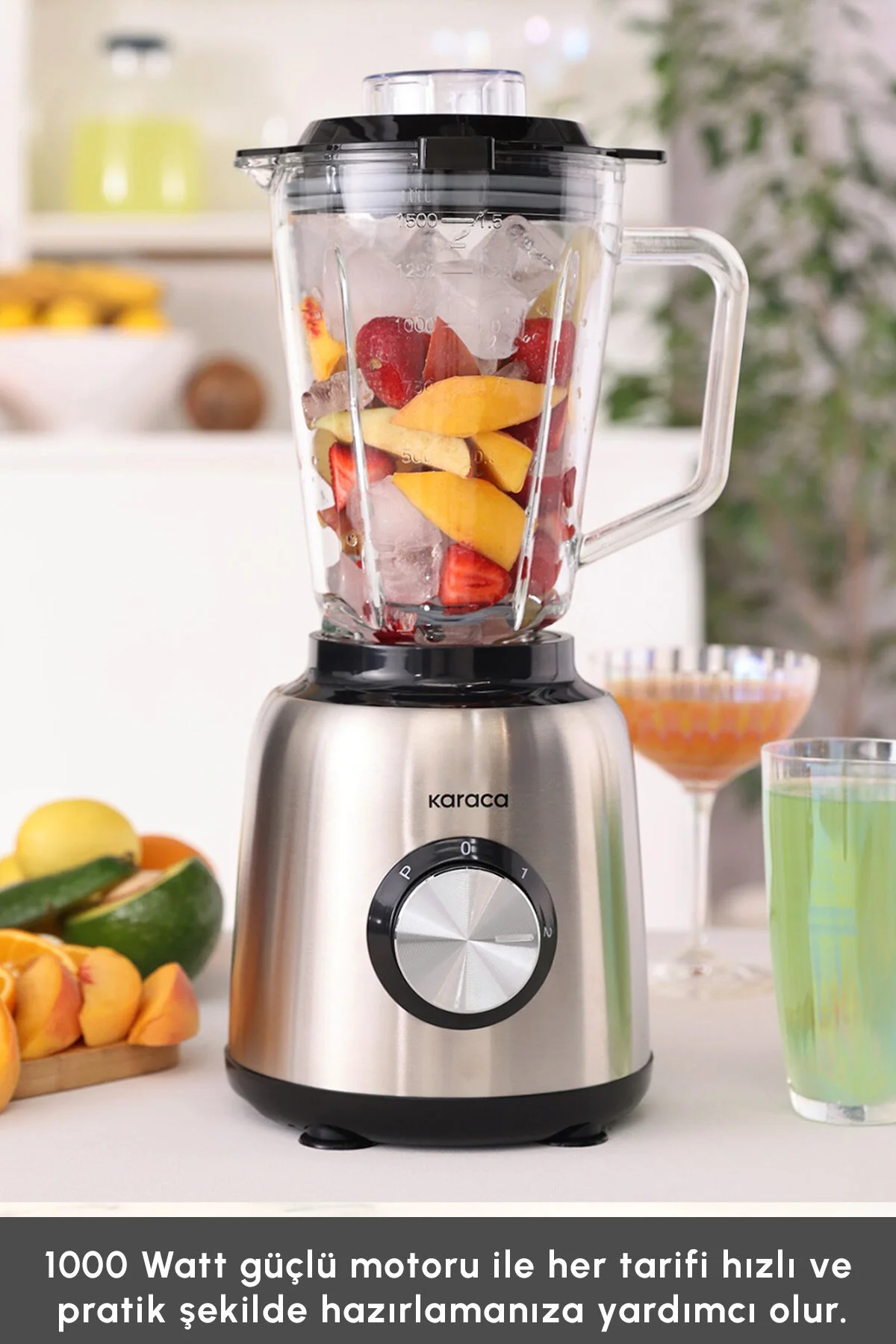 مخلوط کن شخصی اسموتی کاسه شیشه ای اینوکس 1.5 لیتری اورجینال Karaca