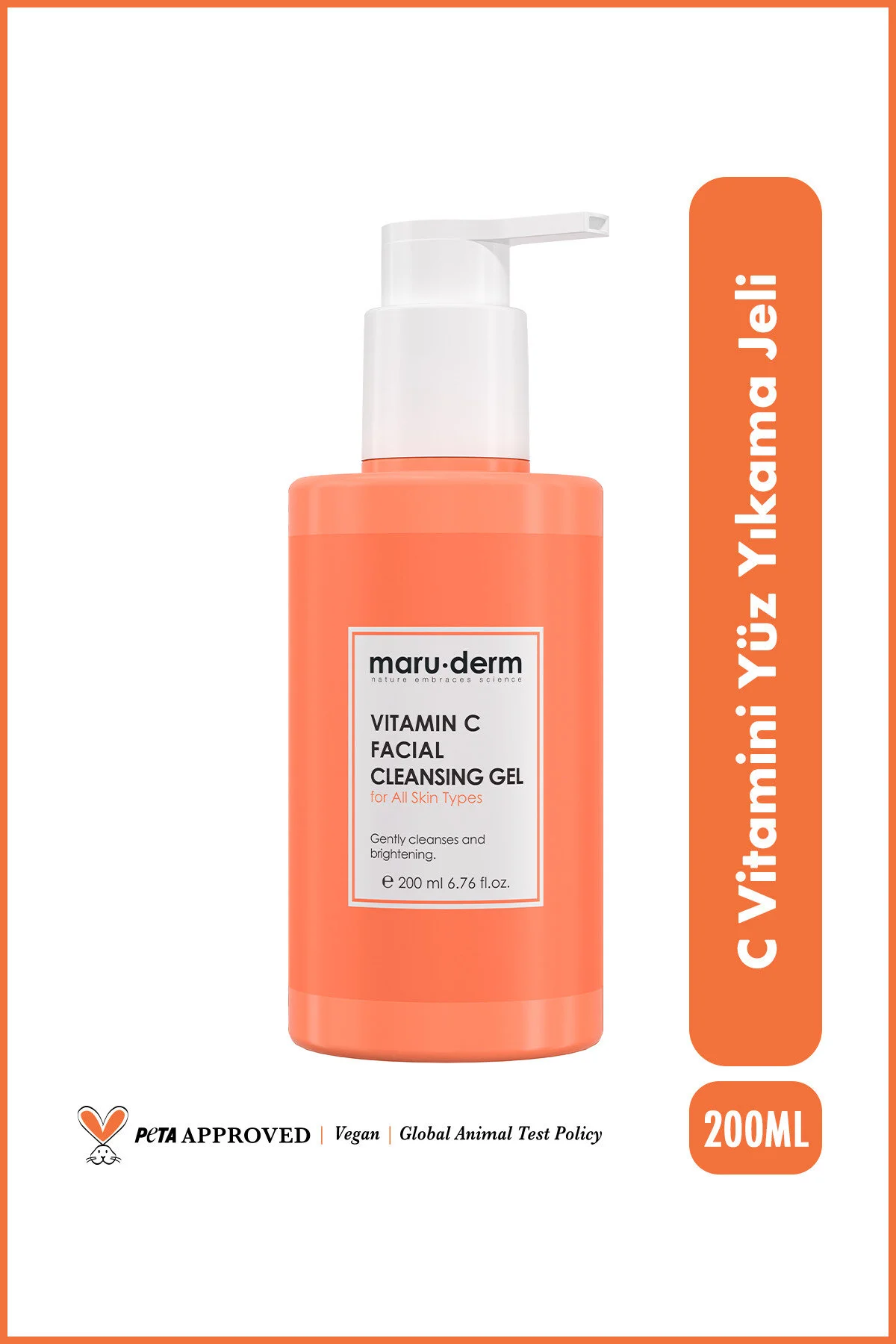 پاک کننده صورت ماروودرم ویتامین C ژل شستشوی 200 میل مناسب برای انواع پوست Maru.Derm