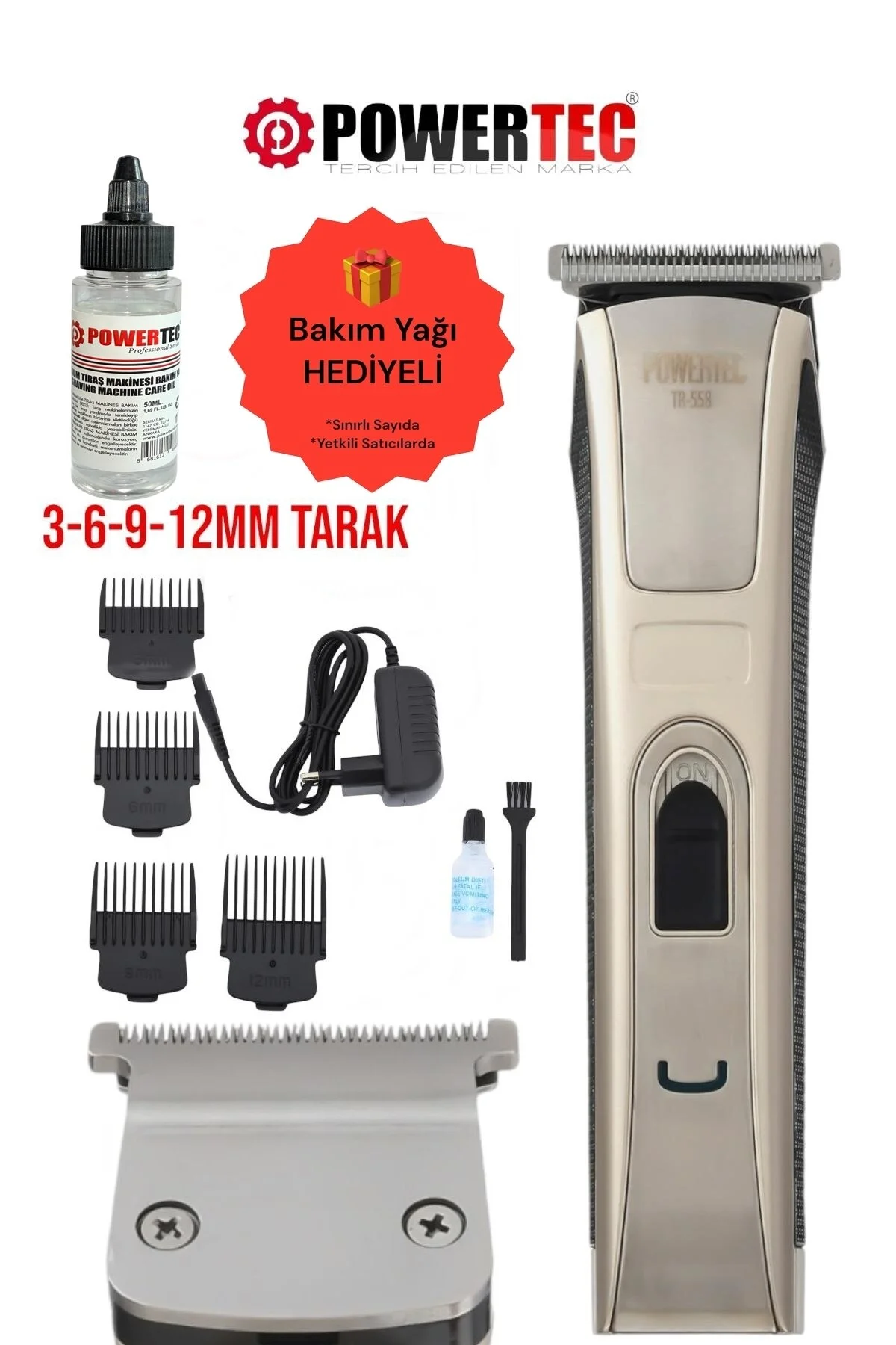 ماشین اصلاح نود برقی Tr 558 شارژ حرفه ای ریش Nae پاورتچ  Powertec