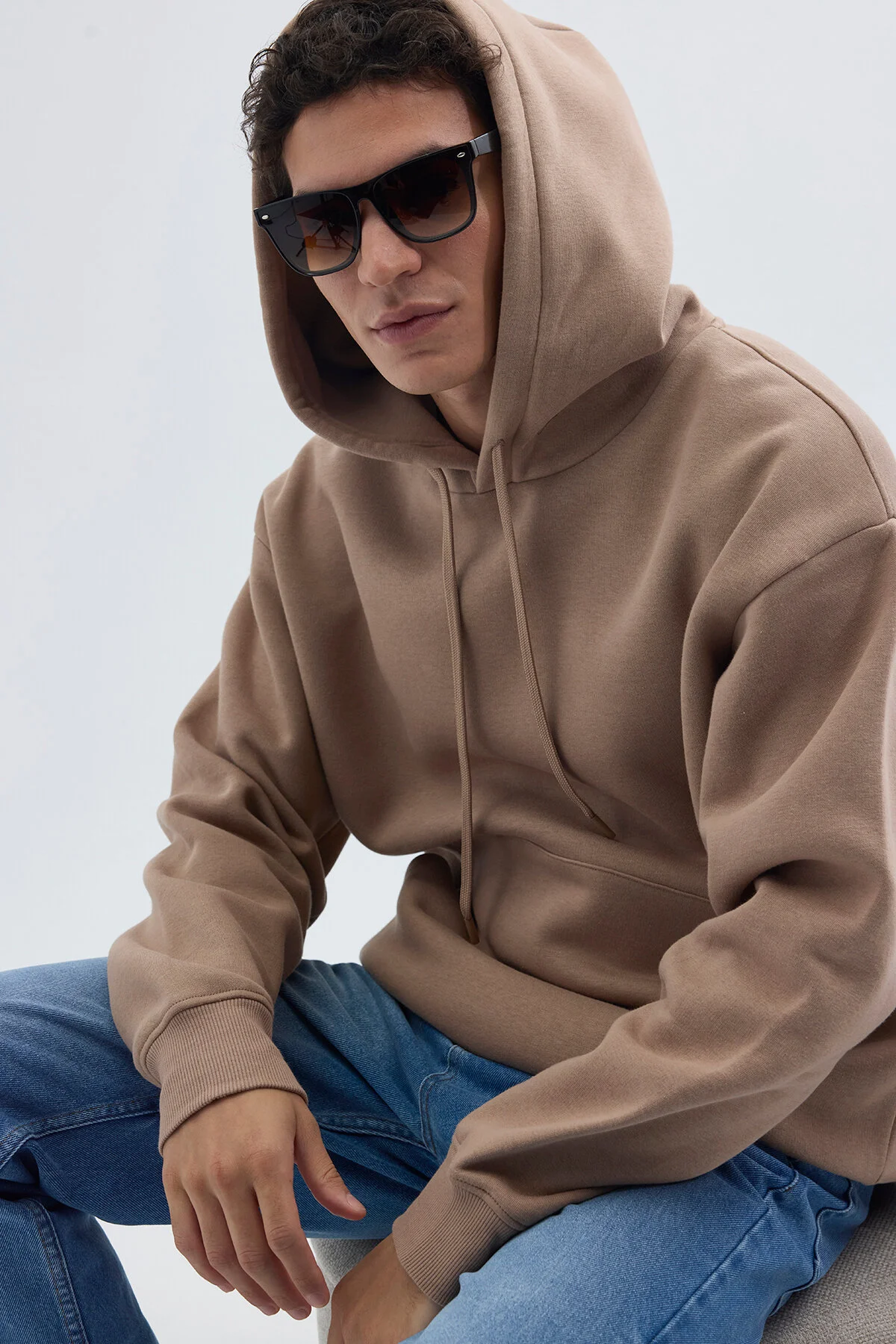 سویشرت مردانه و زنانه UNISEX بزرگ پنبه ای نرم در داخل FOLEN BASIC MINK SWEATSHIRT Tudors