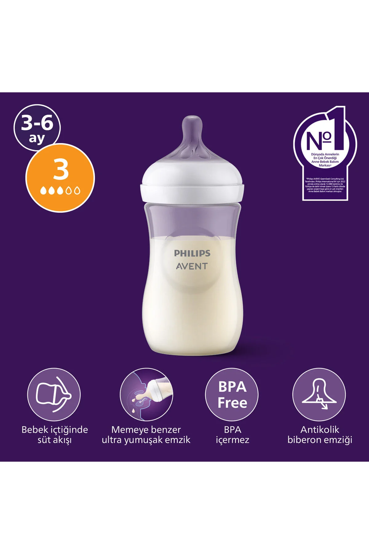 شیشه سفید پاسخ طبیعی بطری PP 1 ماه Philips Avent