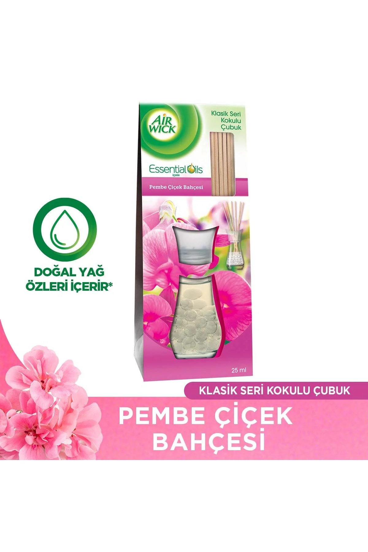بوگیر و تصفیه کننده هوا صورتی استیک معطر باغچه گل سری کلاسیک 25 میلی لیتری Air Wick