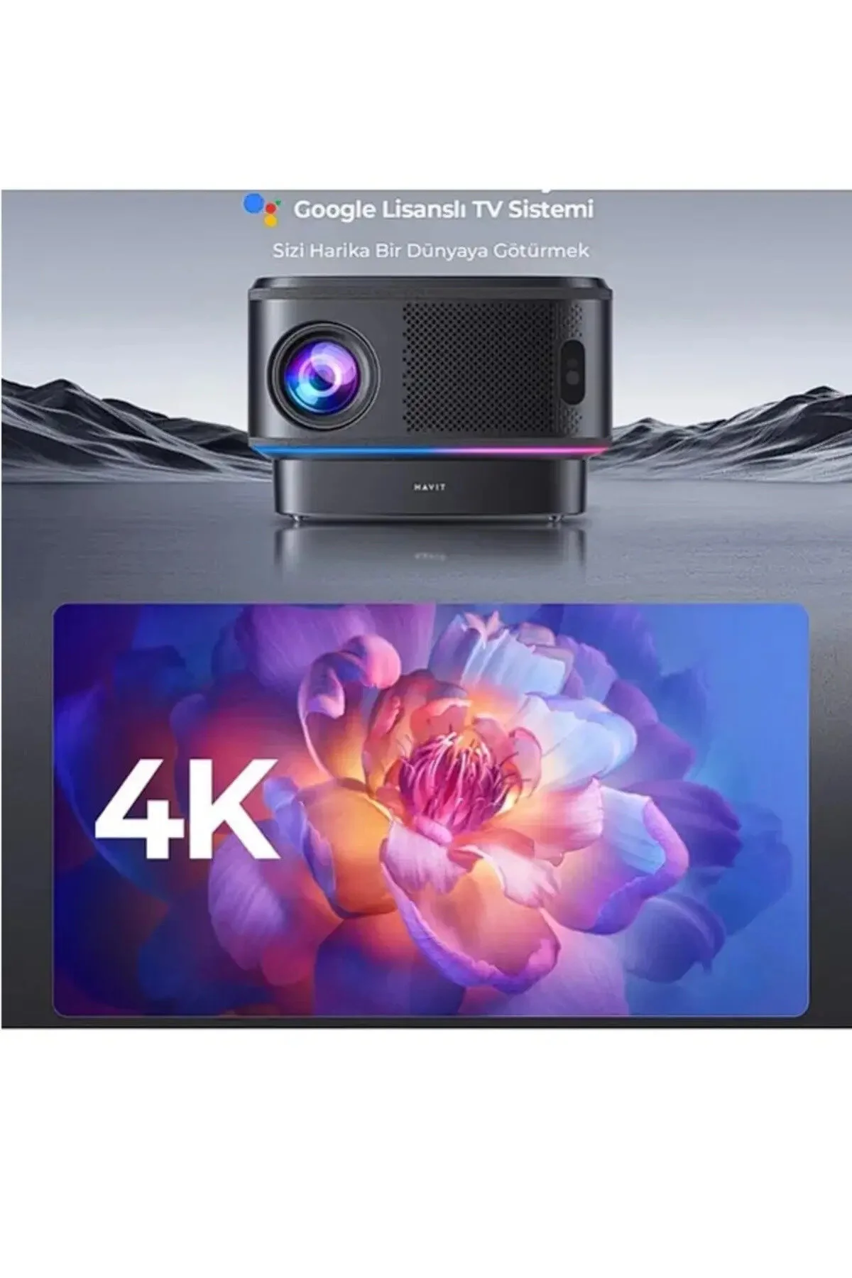 پروژکتور 4K پشتیبانی از تصمیم خودکار 5GHZ WIFI اتصال بی سیم GOOGLE دستگاه پیش بینی حق بیمه مجوز Havit