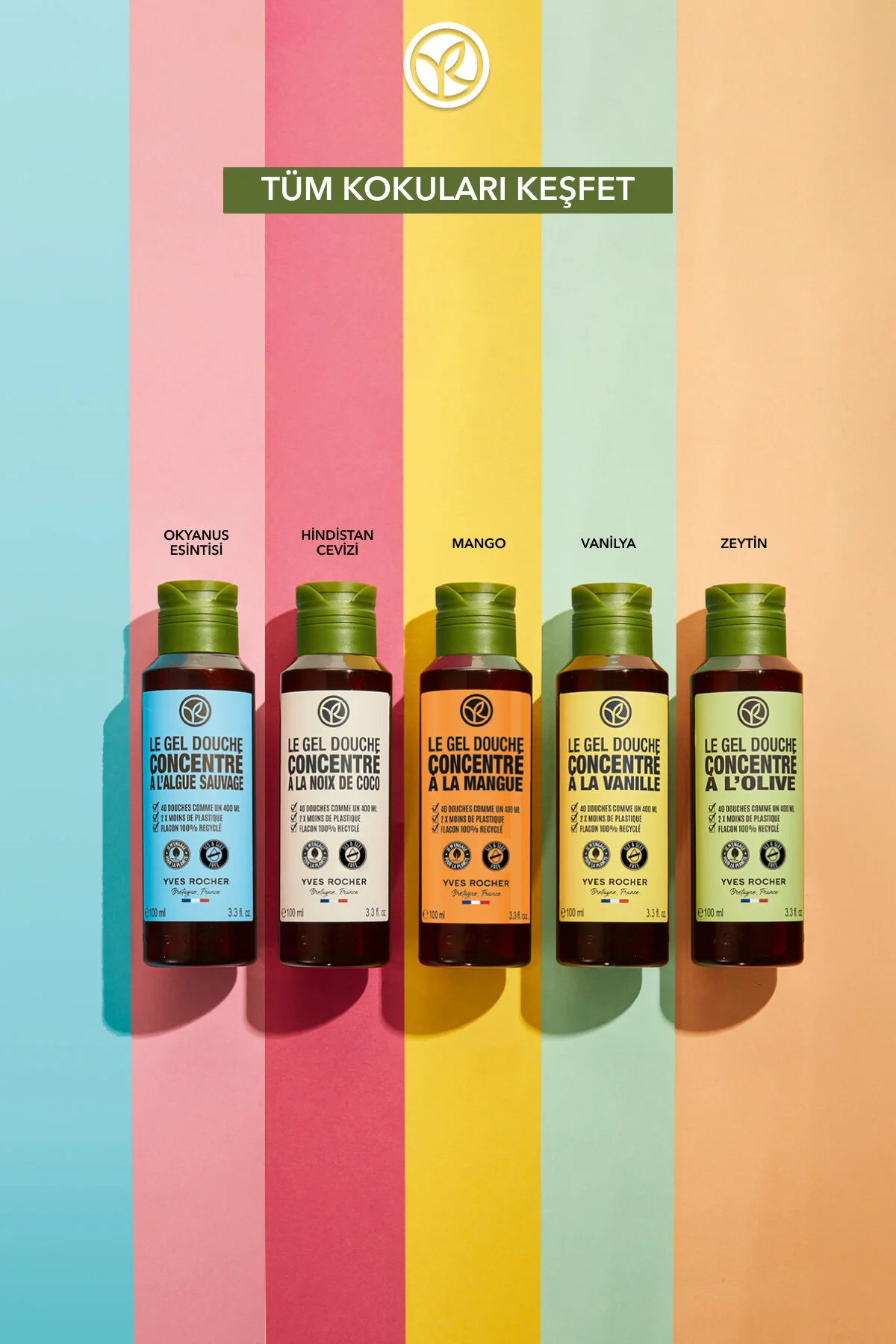 Yves Rocher شامپو بدن و ژل دوش غلیظ طراوت دهنده پوست زیتون و پرتقال 100 میل