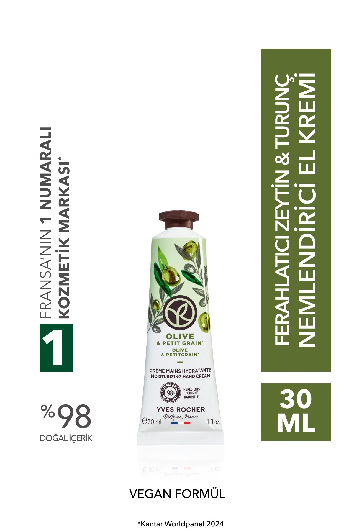 Yves Rocher کرم مرطوب کننده دست حاوی پرتقال زیتون طراوت دهنده 30ml