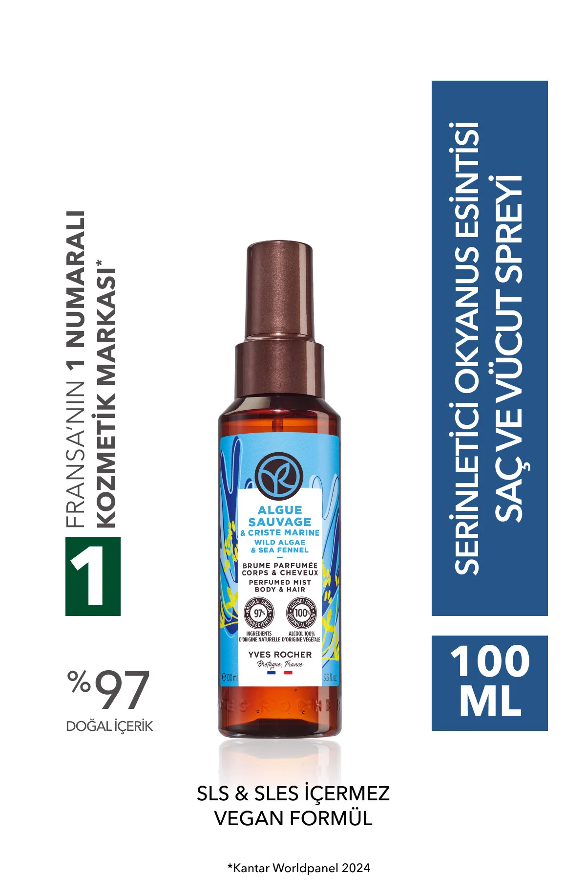 Yves Rocher اسپری مو و بدن Ocean Breeze خنک کننده رایحه اقیانوسی 100میل