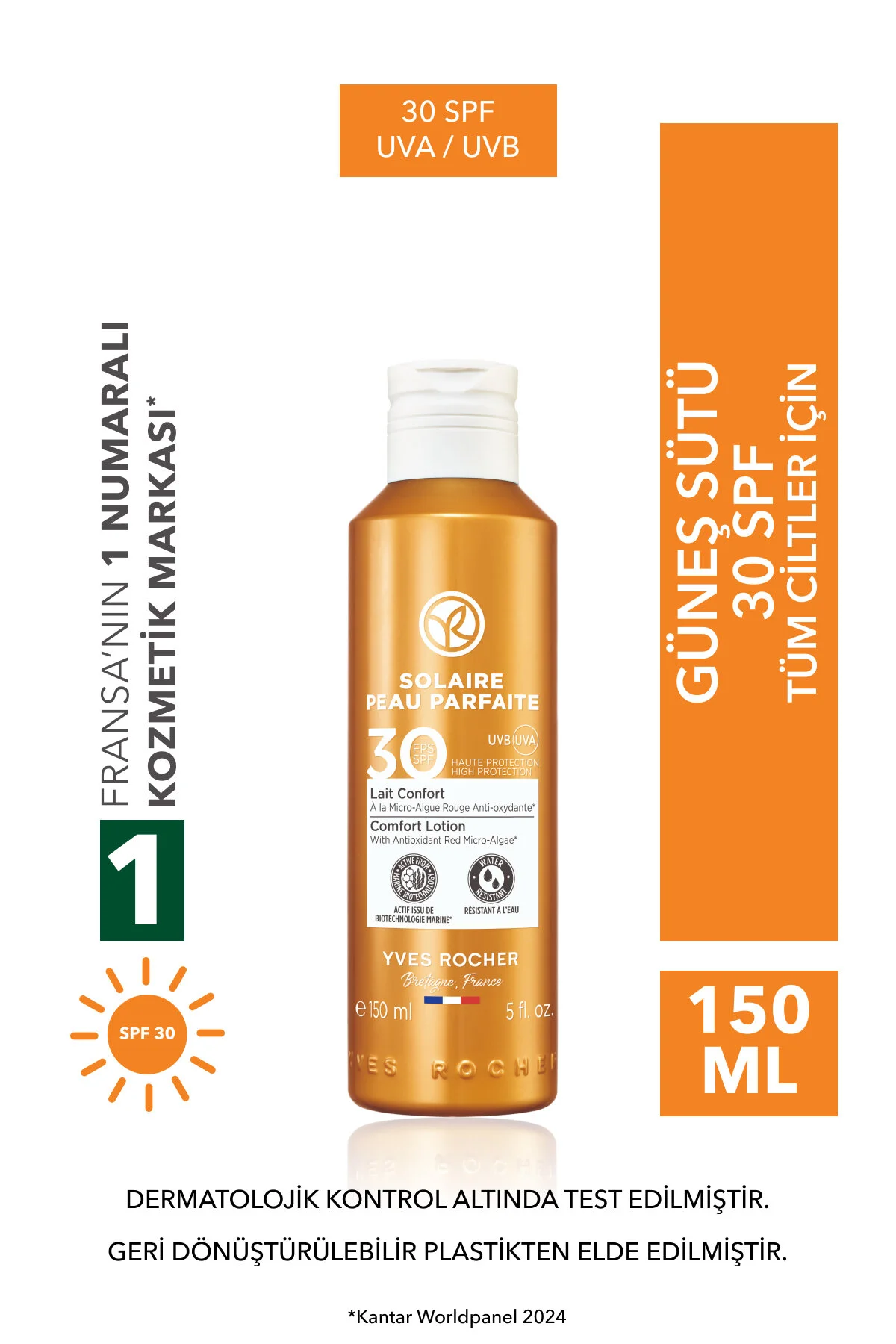 لوسیون آفتابی چهره و بدن SPF 30 سولر پو پروفیت 150 میلی لیتر 30484 ایوروشه Yves Rocher