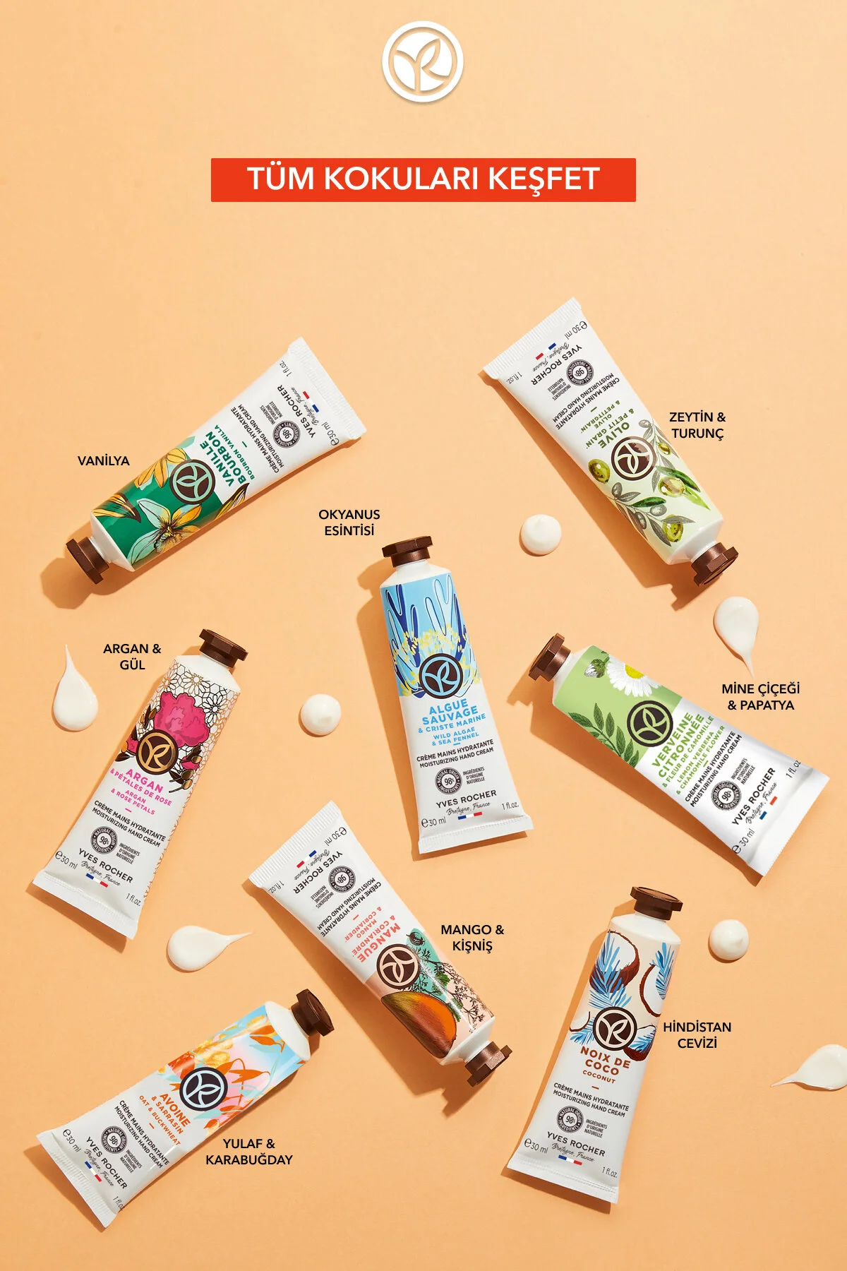 Yves Rocher کرم مرطوب کننده دست تسکین دهنده پوست جو و گندم سیاه 30 میل