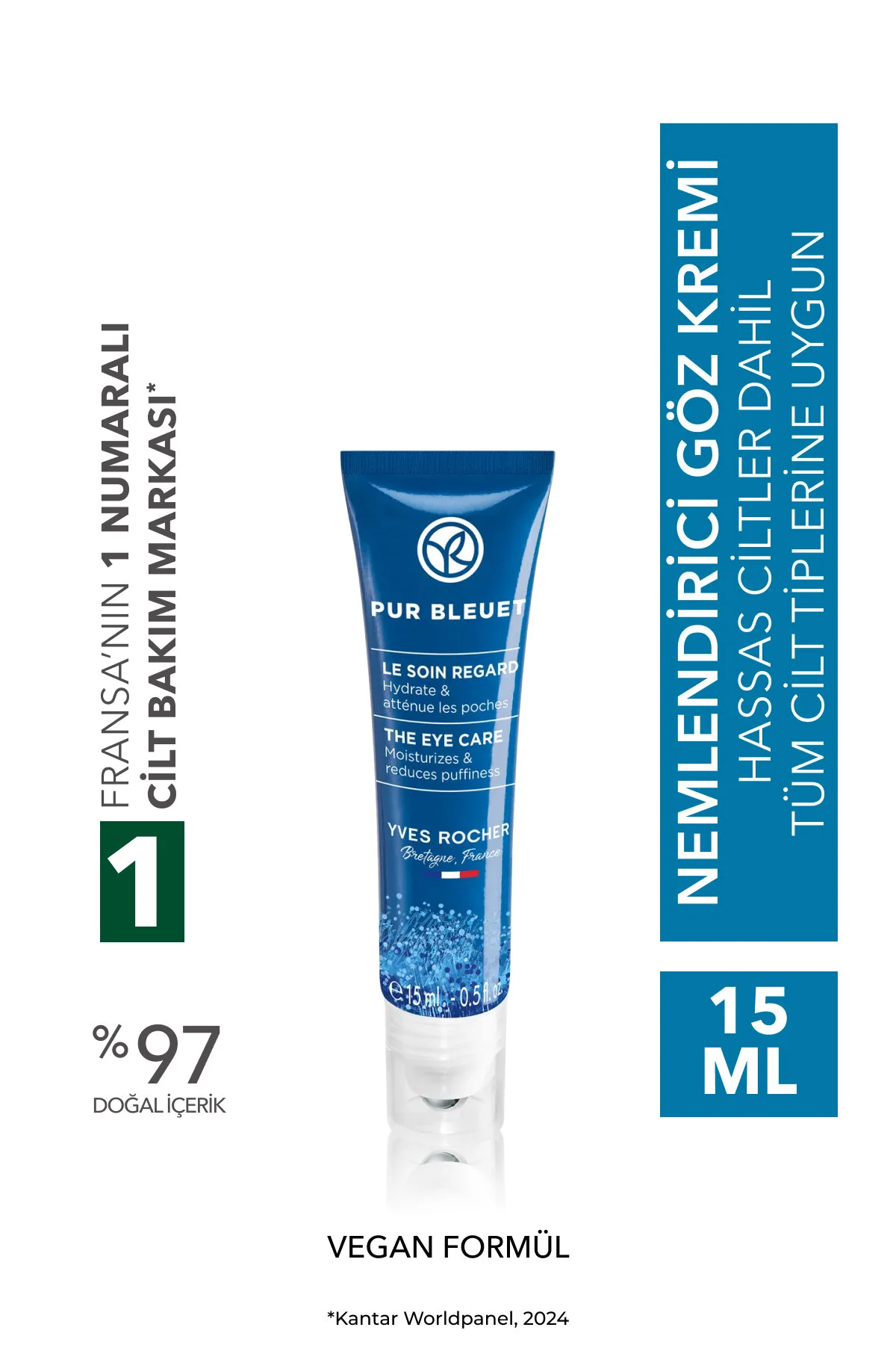 Yves Rocher سرم ضد پف دور چشم Pur Bleuet برای تمام پوست 15 میل