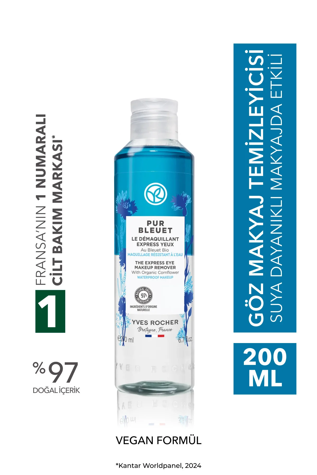 Yves Rocher پاک کننده آرایش چشم Pur Bleuet برای آرایش ضد آب 200 میل