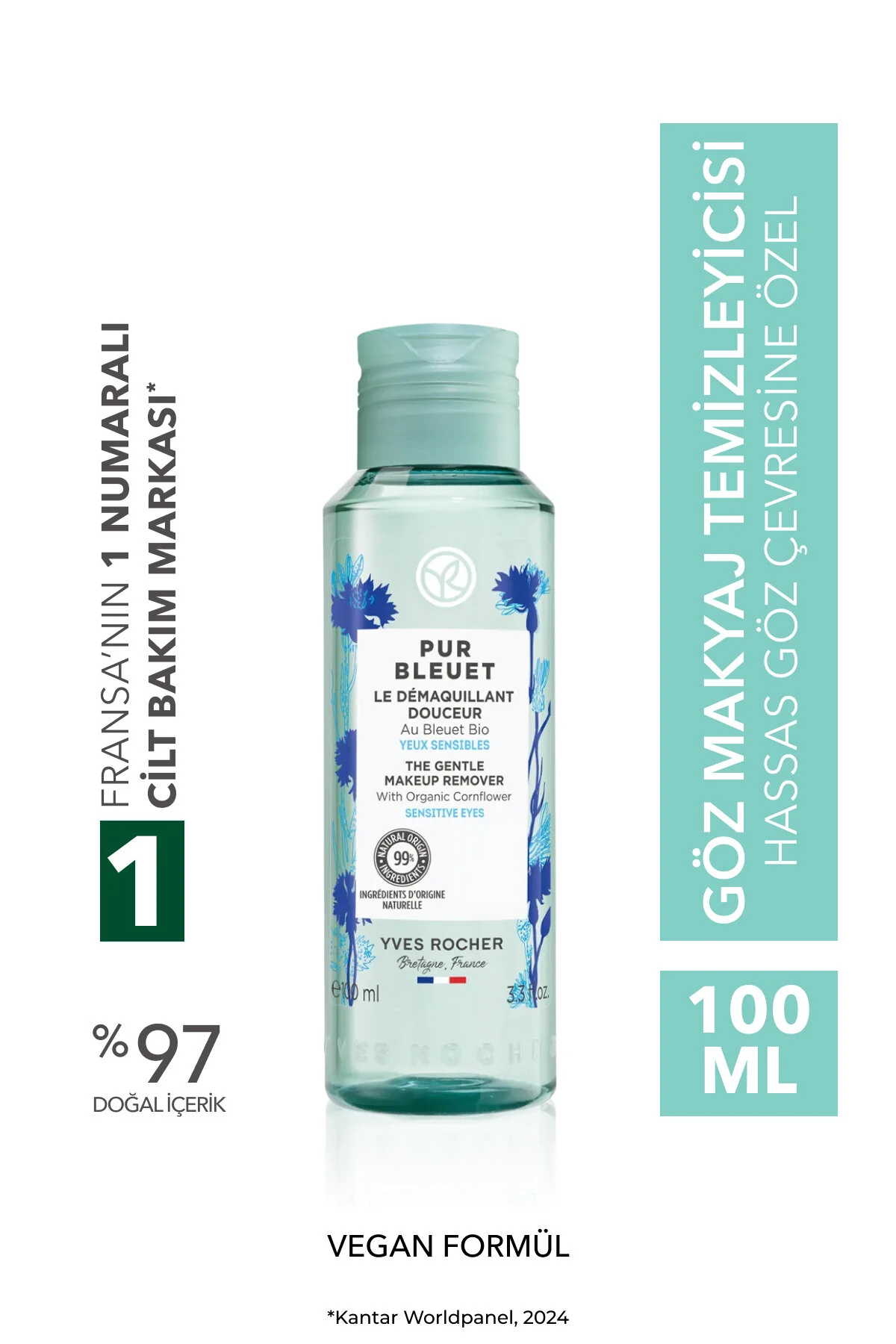 Yves Rocher پاک کننده آرایش چشم Pur Bleuet برای پوست های حساس 100 میل