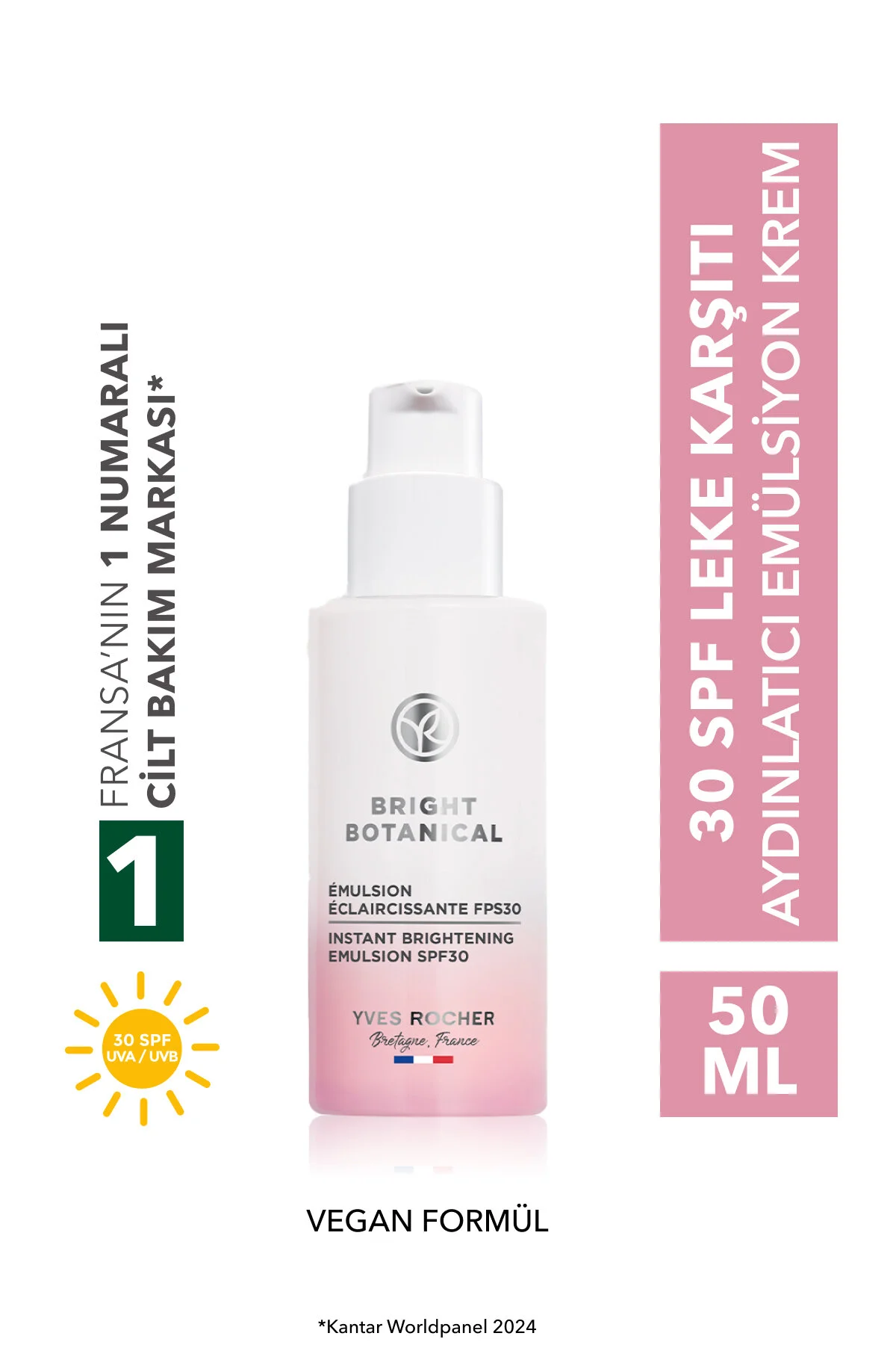 Yves Rocher کرم ضدآفتاب 30 Spf ضد لک و ضد چروک گیاهی 50 میل