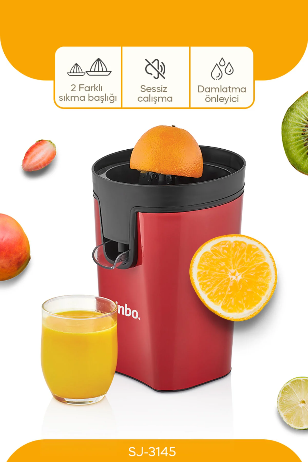 آب میوه و سبزی گیری قرمز SJ 3145 مرکبات فشار اورجینال Sinbo