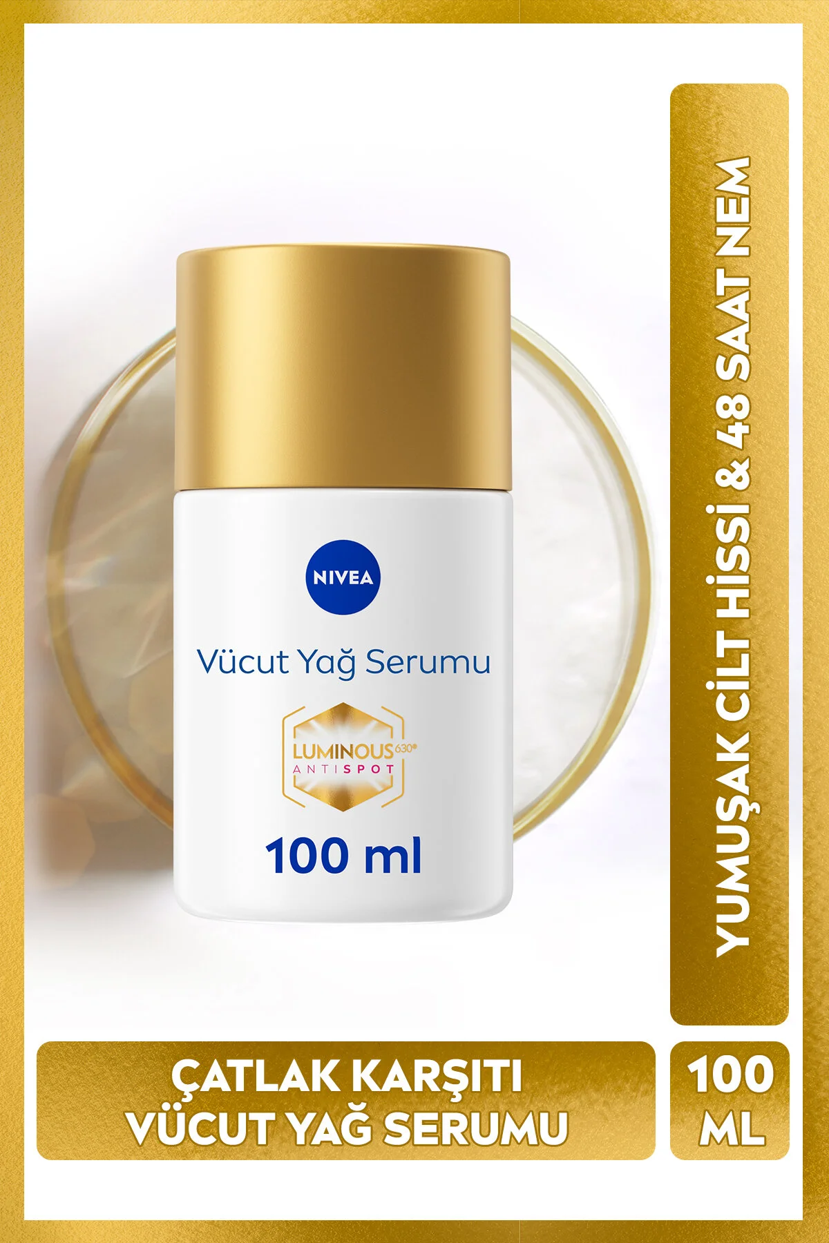 NIVEA ضدترک لومینوس630، سرم چربی بدن 100 میلی لیتر، تنظیم کننده رنگ پوست، مرطوب کننده 48 ساعته