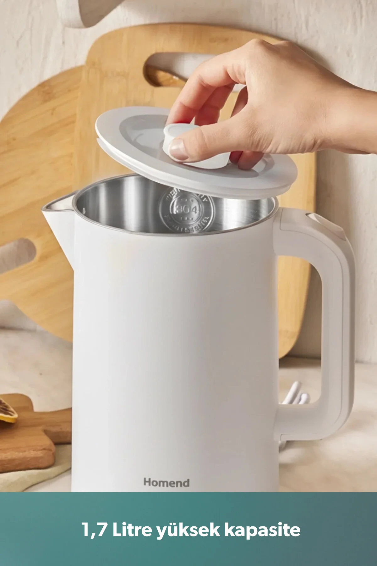 کتری برقی و گرم کن آب سفید Heatrow Cooltoch 1618H فولاد ضد زنگ بدون دست بدن آبگرمکن  HOMEND