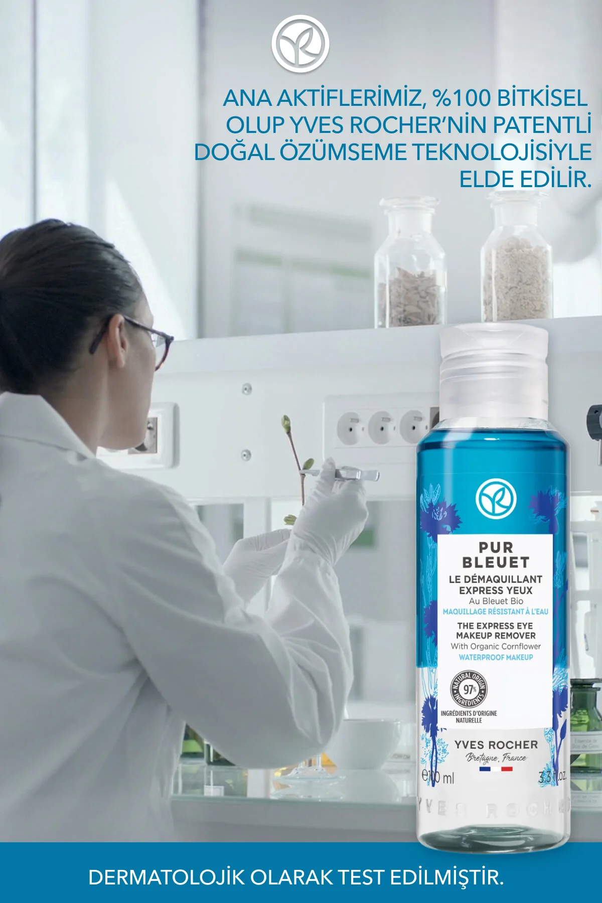 Yves Rocher پاک کننده آرایش چشم Pur Bleuet برای آرایش ضد آب 100 میل