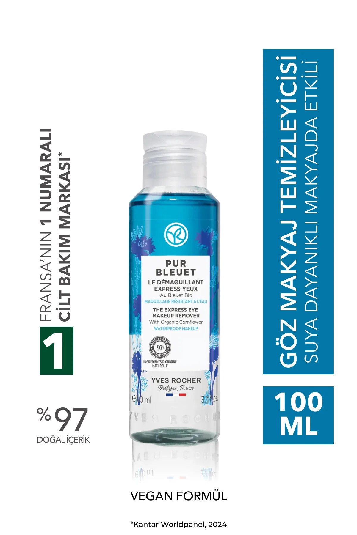 Yves Rocher پاک کننده آرایش چشم Pur Bleuet برای آرایش ضد آب 100 میل