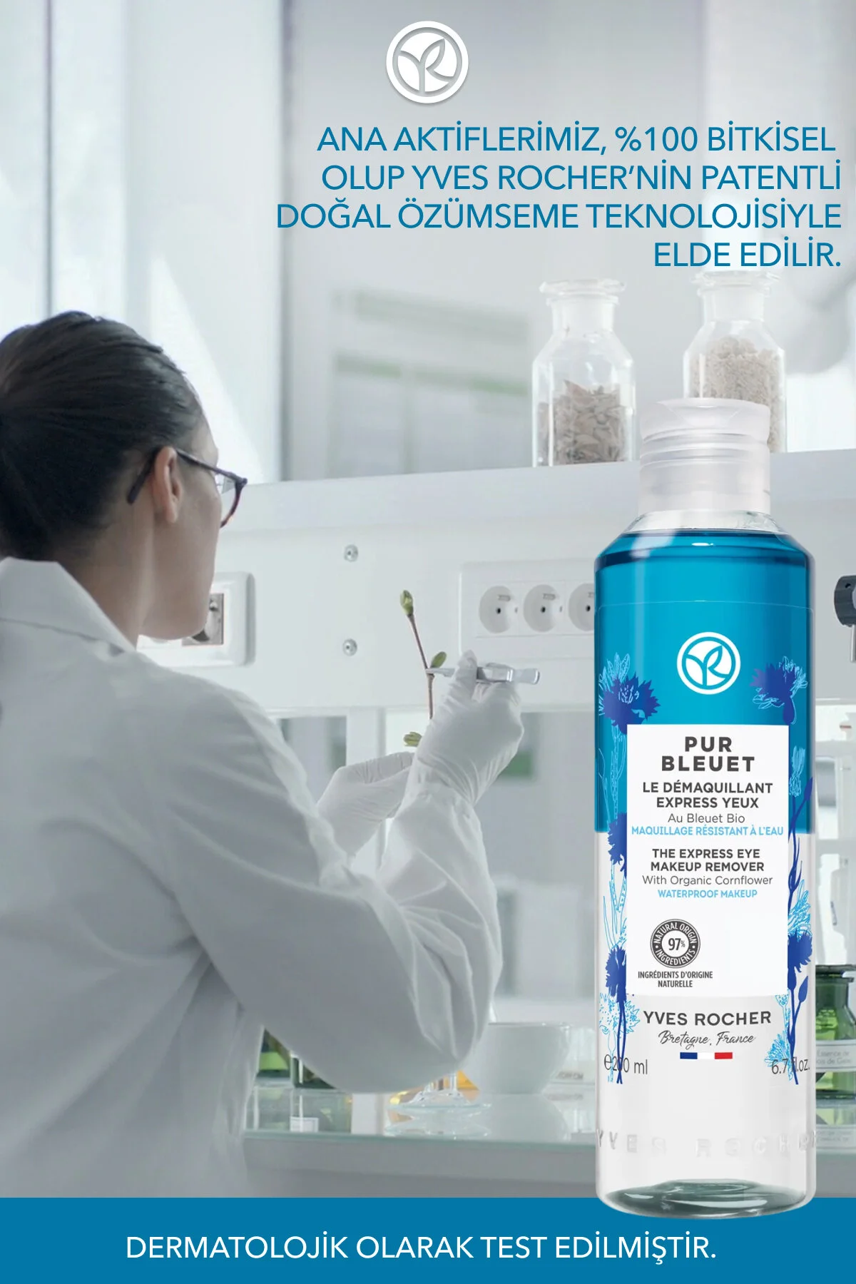Yves Rocher پاک کننده آرایش چشم Pur Bleuet برای آرایش ضد آب 200 میل