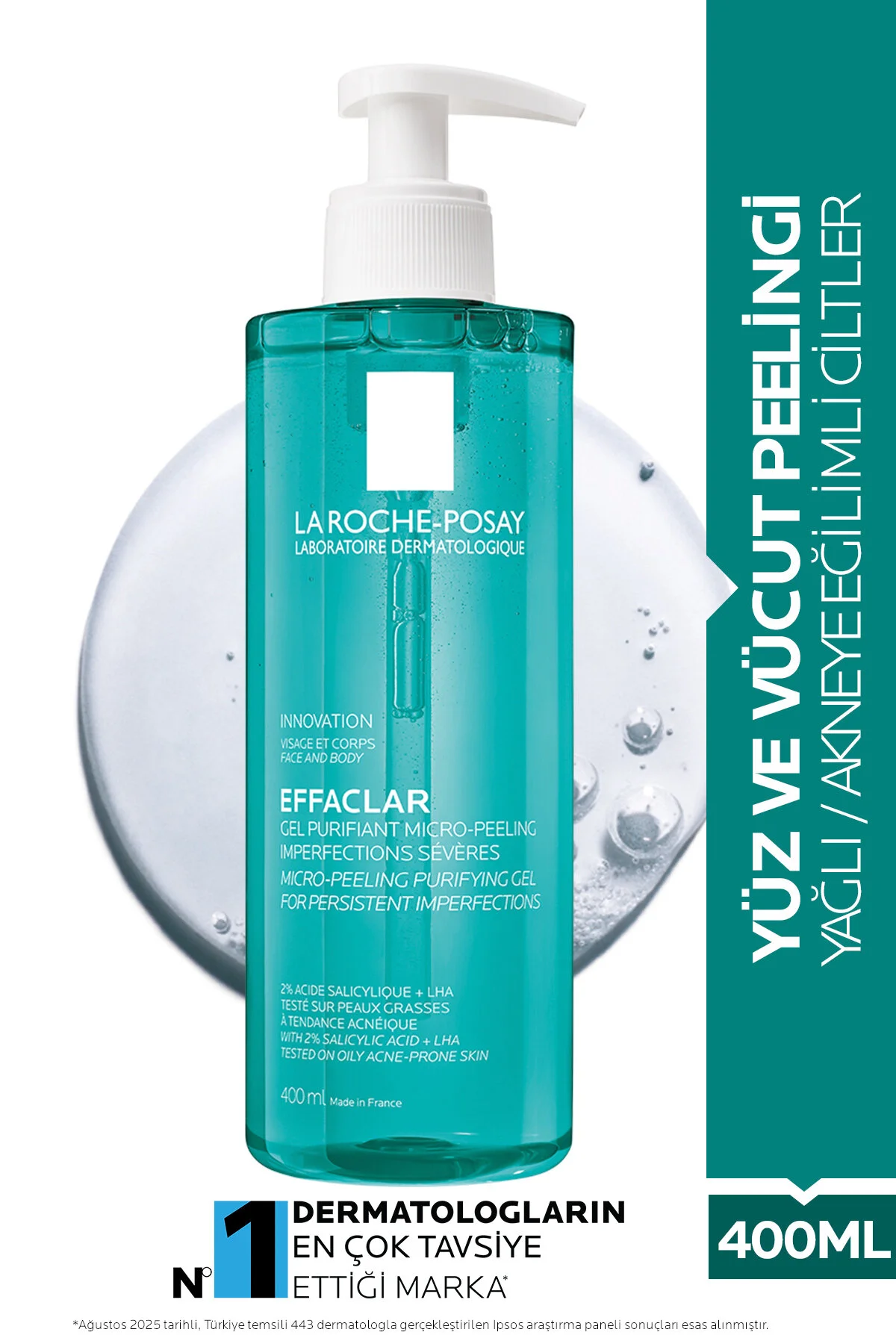 La Roche Posay روغن میکروپیلینگ افاقلار، ژل تصفیه‌کننده بدن برای جوش / پوست جوشی ۴۰۰ میلی‌لیتر