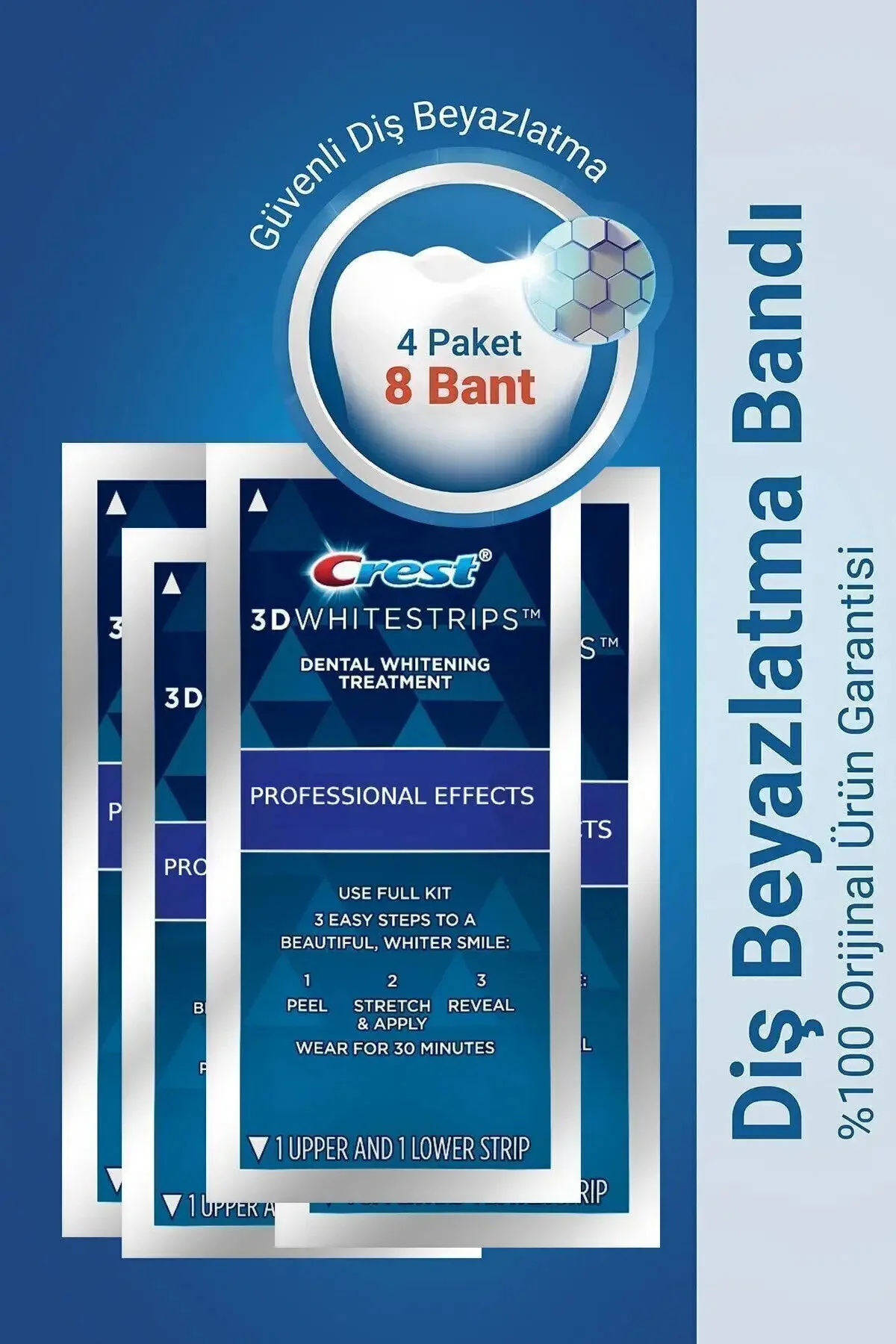 محصولات سفیدکننده دندان جلوه های حرفه ای WHITESTRIPS 4 بسته 8 نوار CREST 3d