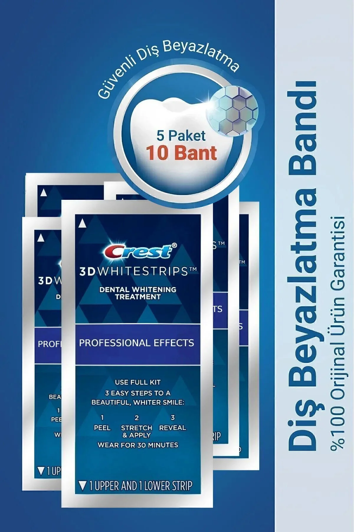 محصولات سفیدکننده دندان جلوه های حرفه ای WHITESTRIPS 5 بسته 10 نوار CREST 3d
