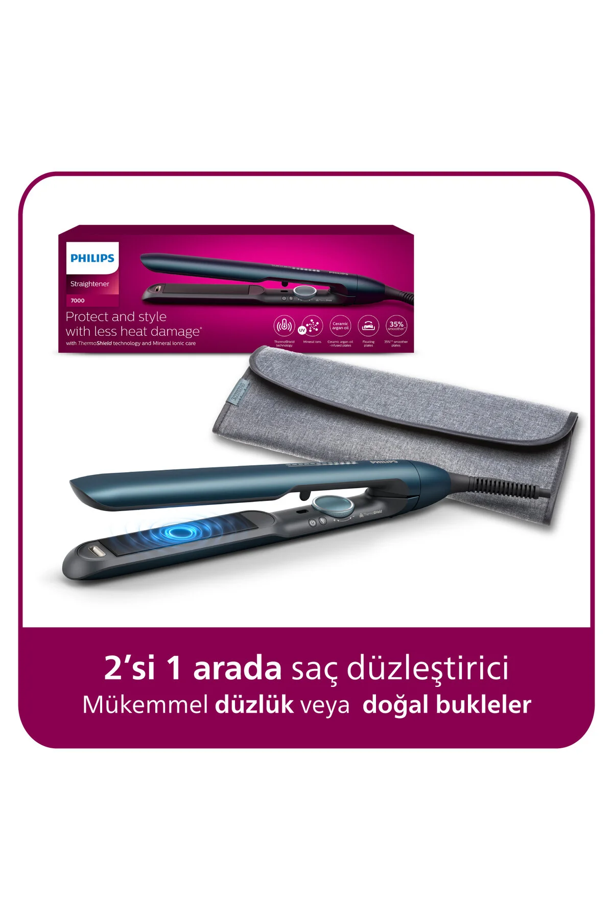 اتو موی بابیلیس با قابلیت فر کردن، حاوی روغن آرگان و محافظ UV مدل BHS732/00 همراه کیف هدیه