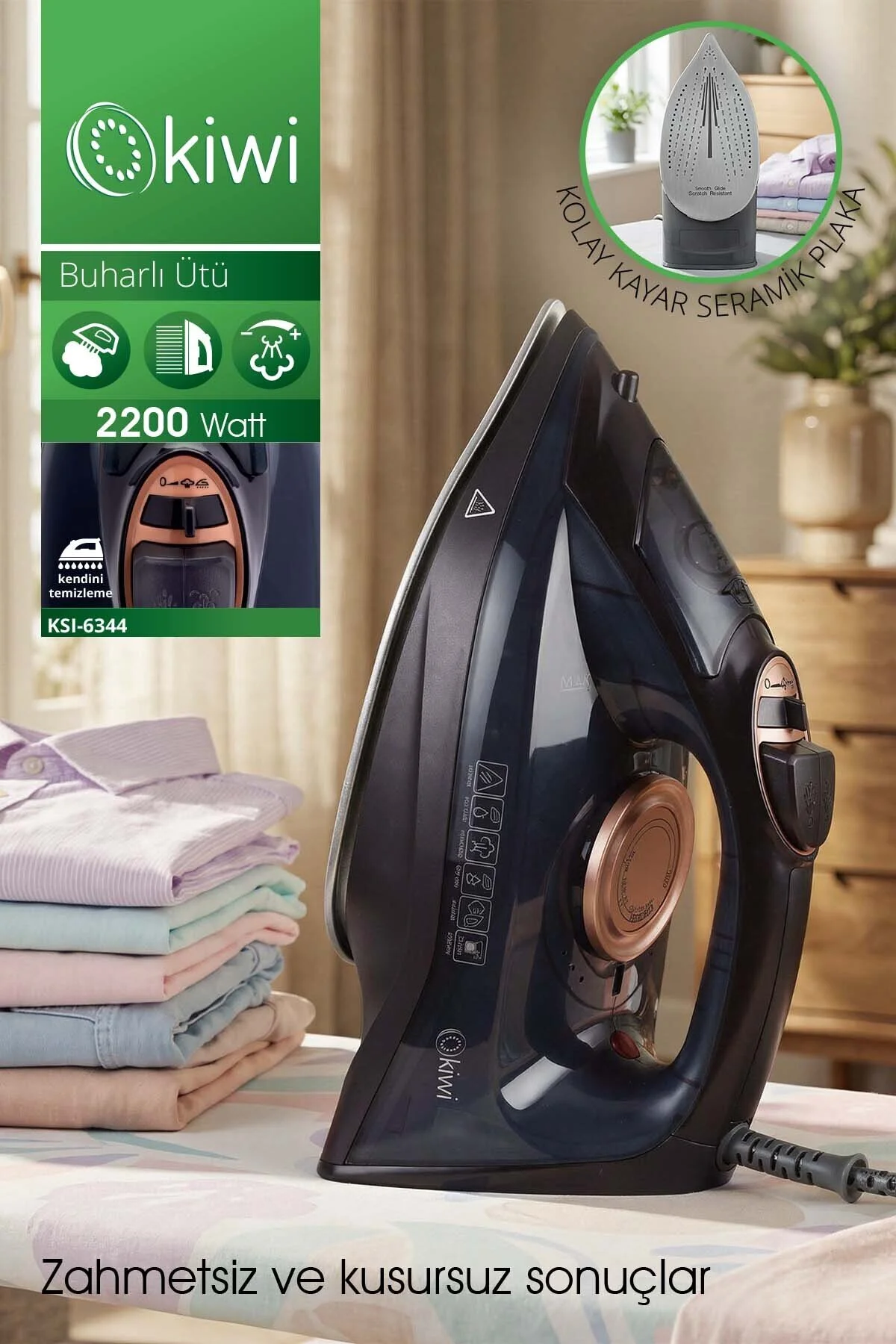 اتو بخار کف سرامیکی 6344 اورجینال Kiwi