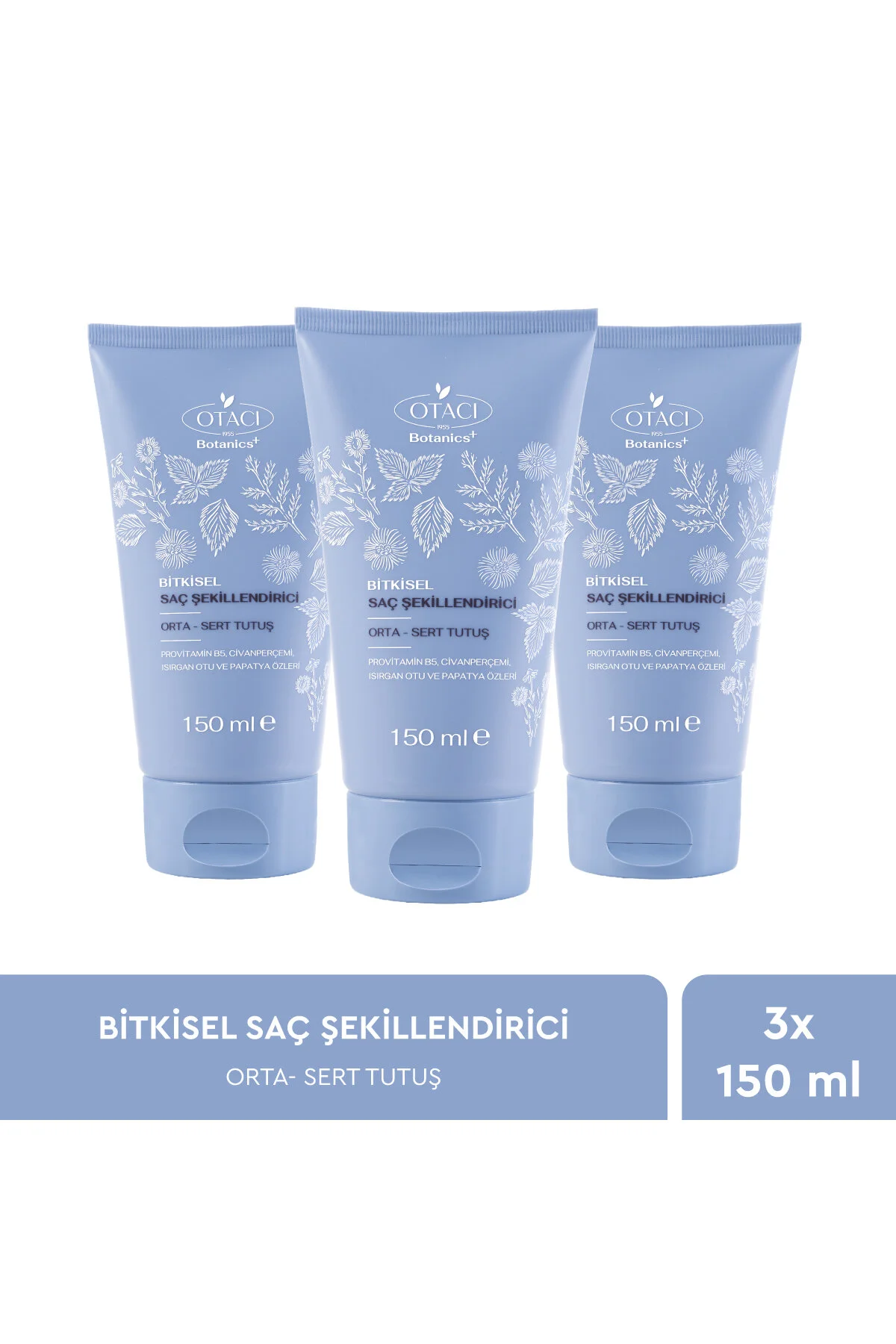 ژل مو مدل موی گیاهی اسانس 5 متوسط ​​سخت 150 میلی لیتری – بسته سه گانه Otacı