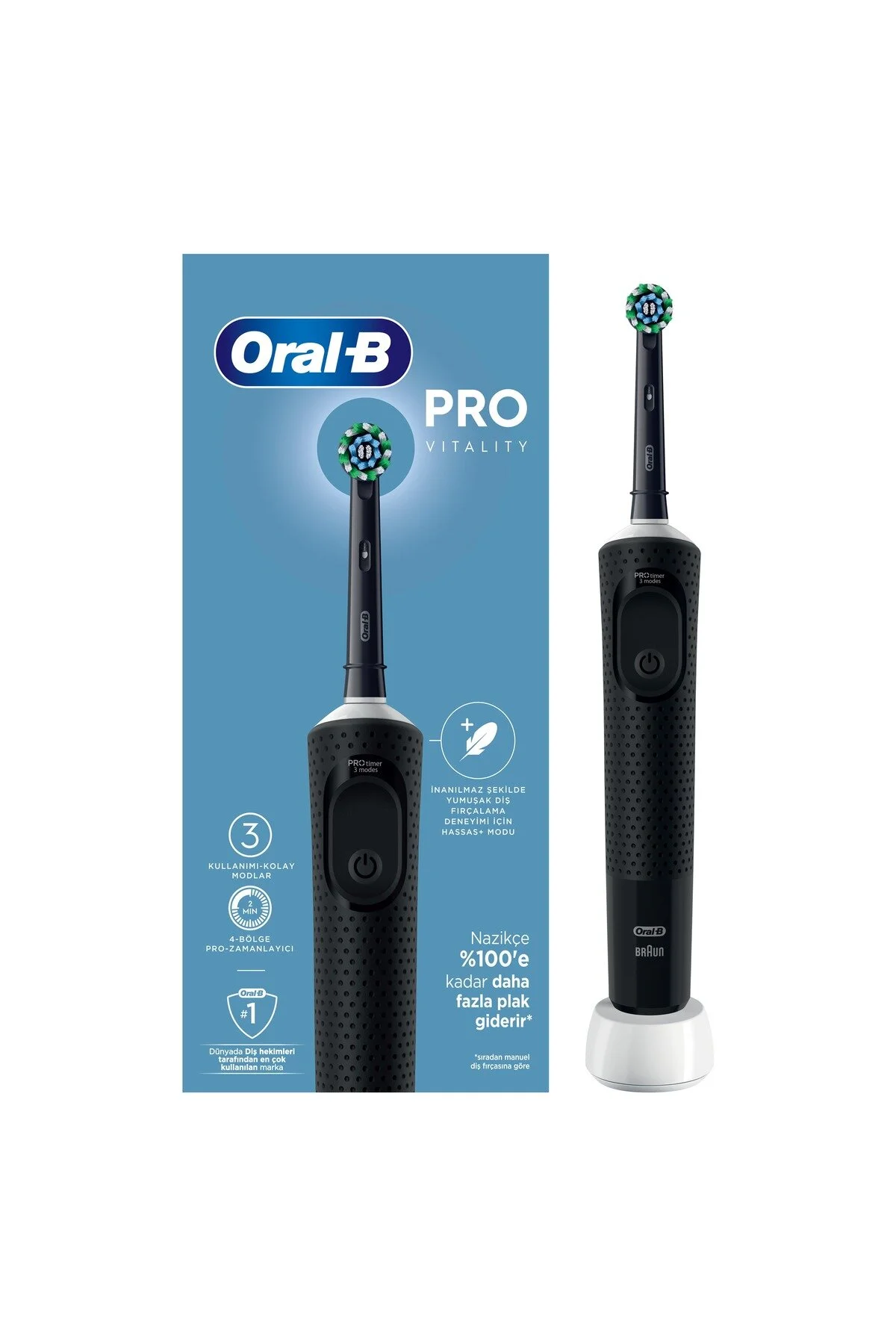 مسواک شارژی سیاه برقی D103 Vitality Pro Cross Action دریافت کرد  Oral-B