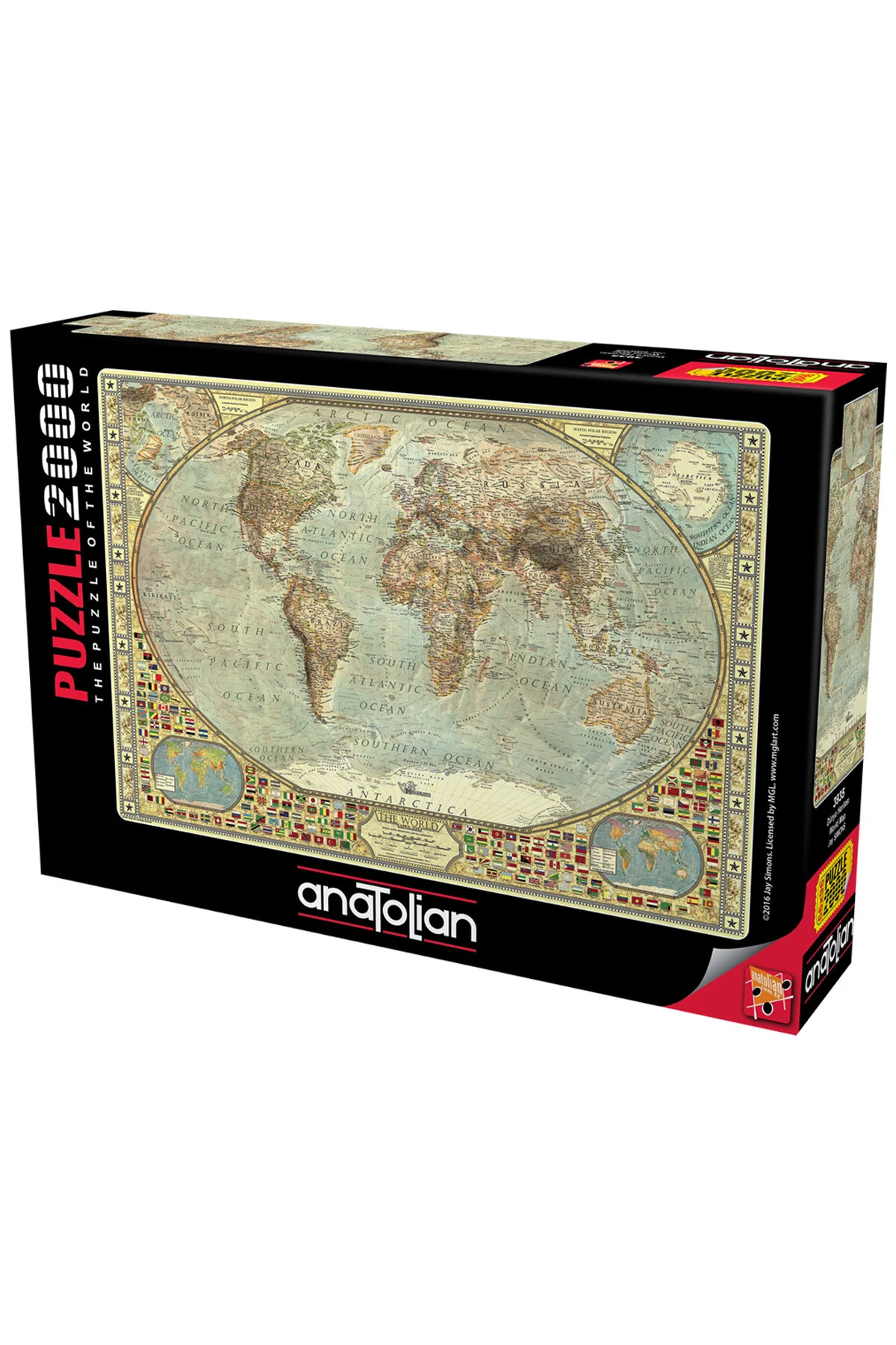 پازل ۲۰۰۰ قطعه آناتولیان مدل نقشه جهان Anatolian Puzzle