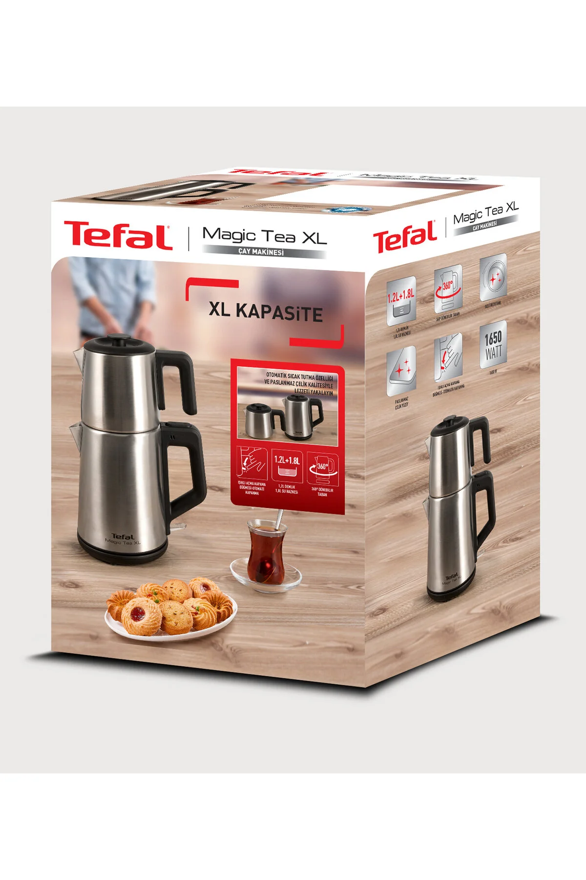 چای ساز قرمز تمام استیل 1650 وات تفال TEFAL