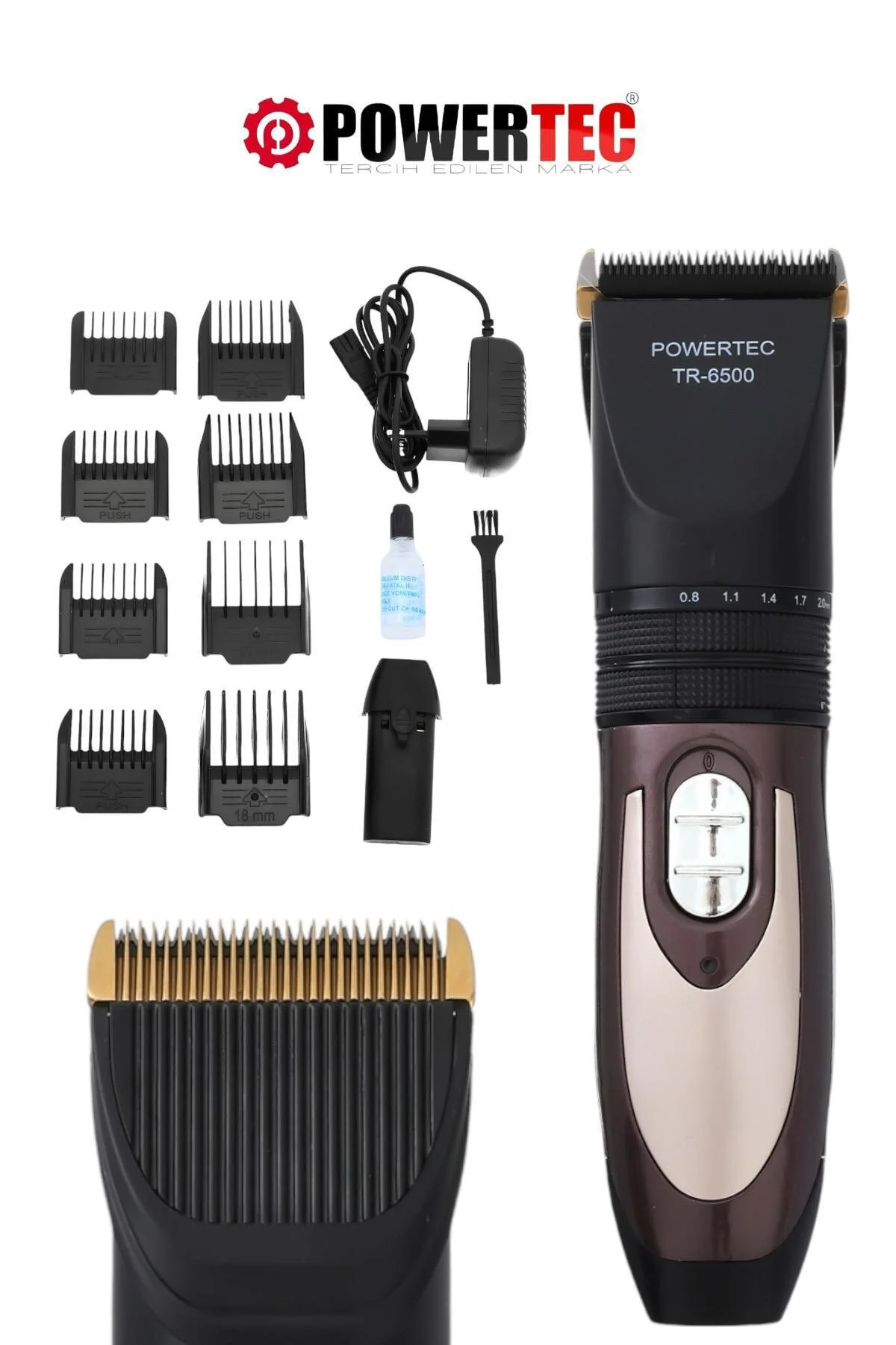 ماشین اصلاح سیاه برقی Tr 6500 باتری یدکی حرفه ای ریش تراش موی پاورتچ  Powertec