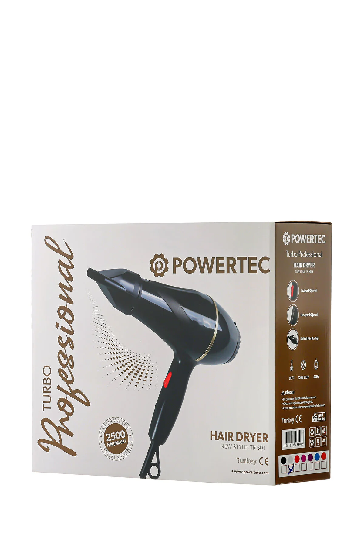 سشوار بنفش برقی خشک کن حرفه ای و دمنده 2500 وات آرایشگاه تحت عنوان Tr501+ پاورتچ  Powertec