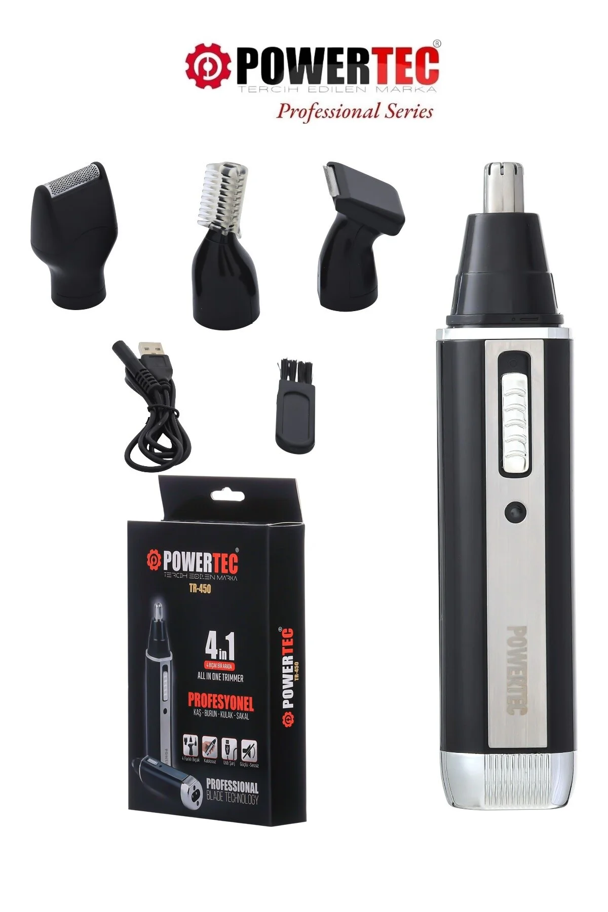 ماشین اصلاح سیاه مردانه برقی Tr 450 حرفه ای 4 پاورتچ  Powertec