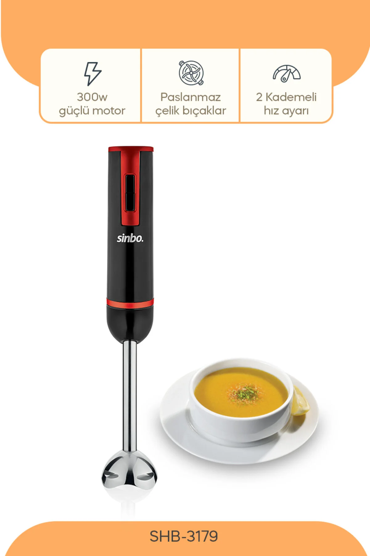 ست مخلوط کن SHB 3179 HAND BLENDER RED اورجینال Sinbo