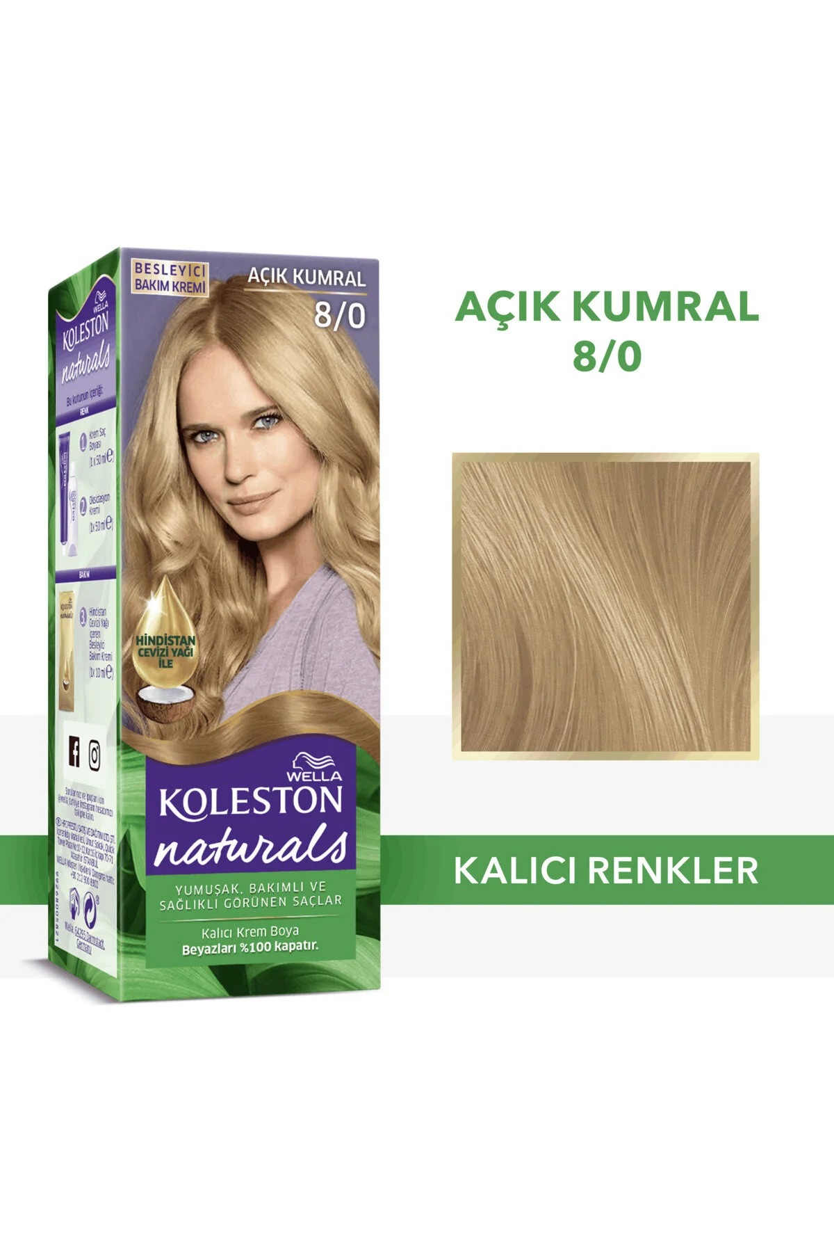 رنگ مو کلستون موی طبیعی 8 0 سبزه روشن Wella