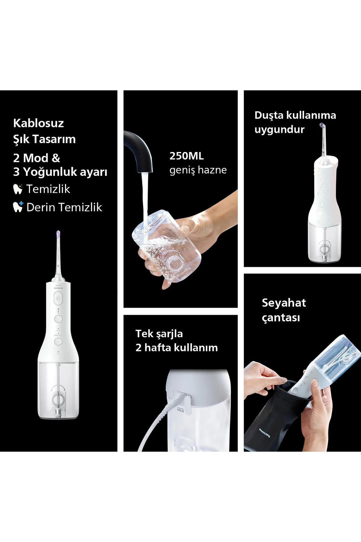 Philips دستگاه تمیزکننده دندان های بدون سیم با قدرت Sonicare مدل FLOSSER 3000
