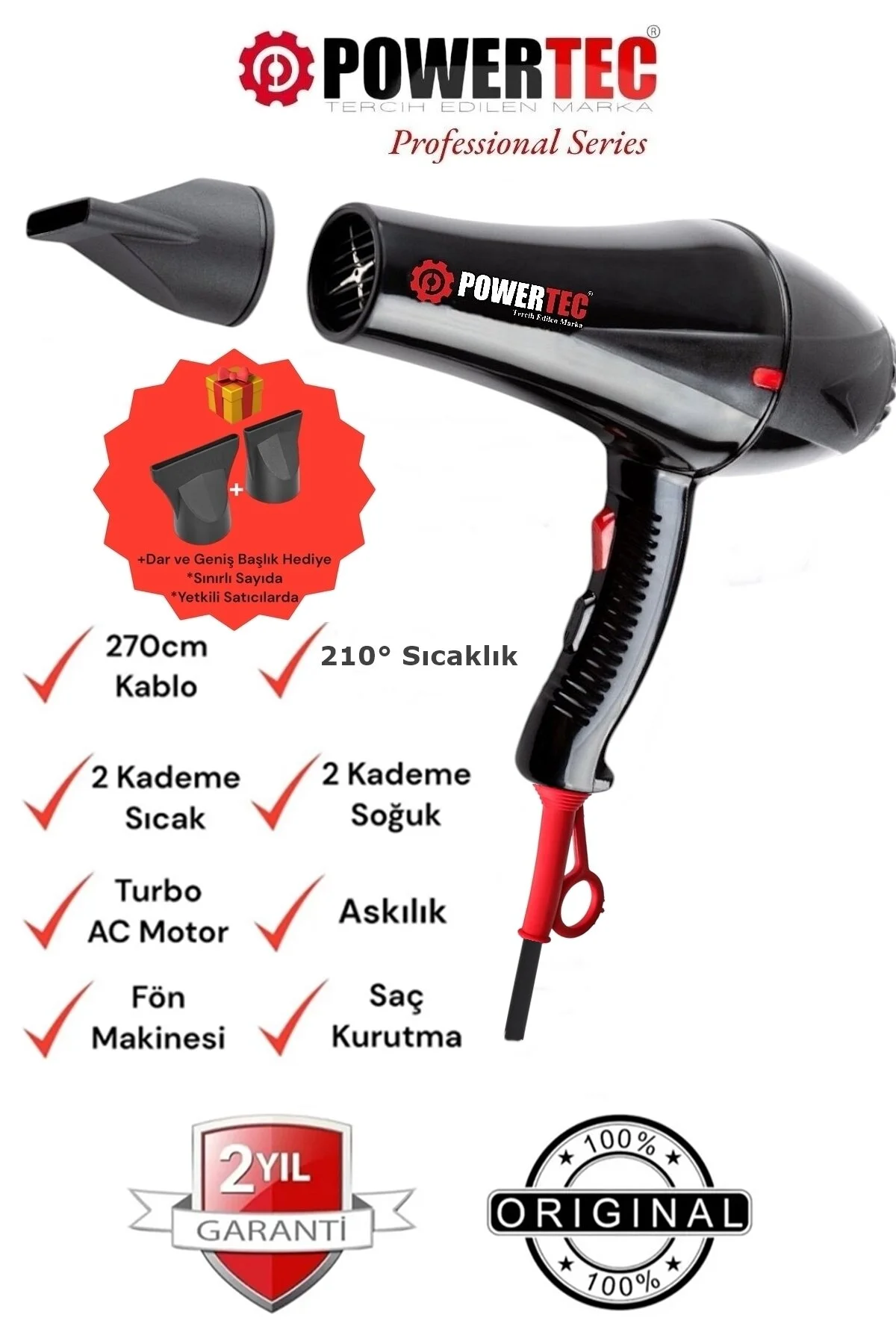 سشوار سیاه برقی و Tr 901 حرفه ای پاورتچ  Powertec