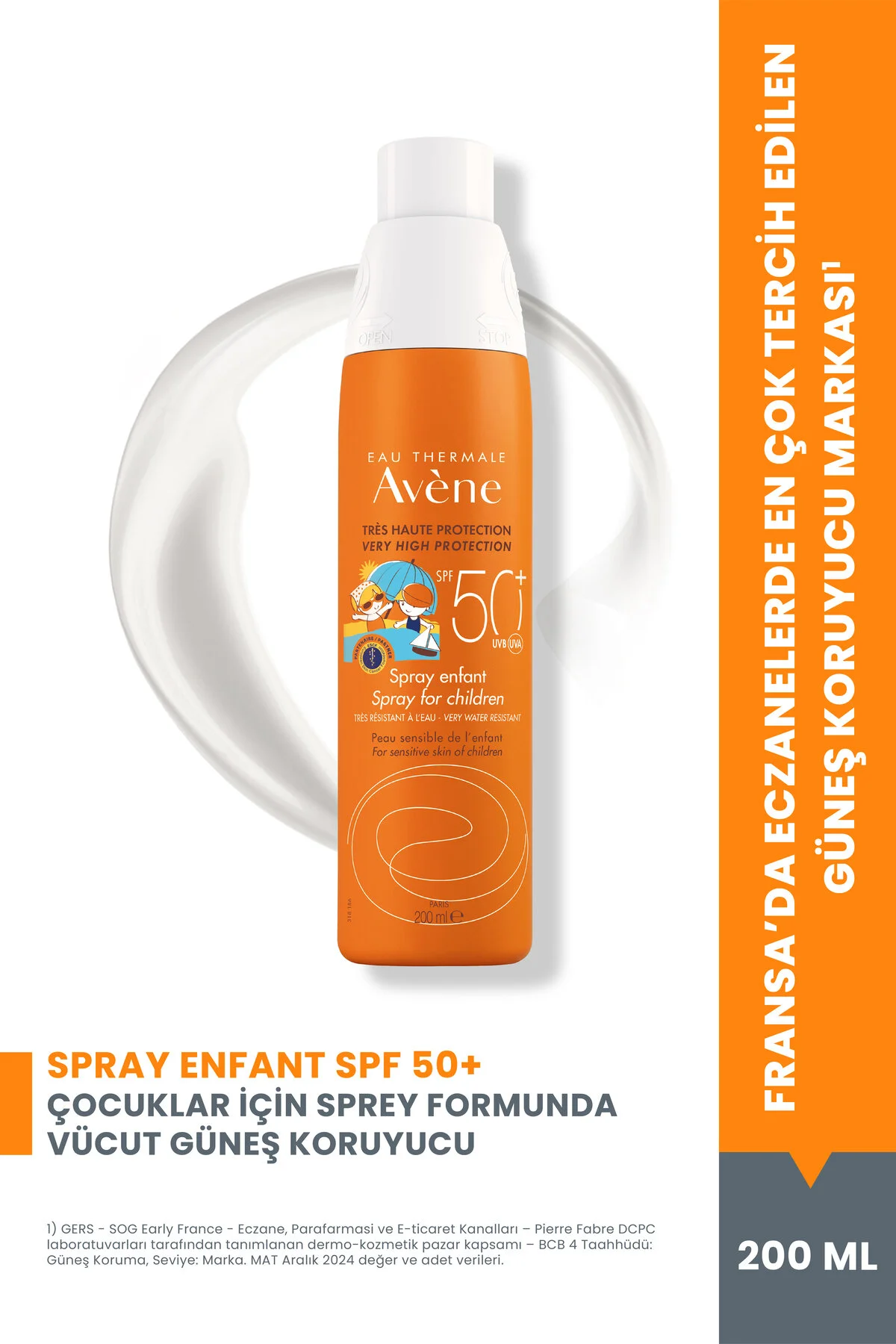 Avene ضدآفتاب SPF 50+ برای کودکان اسپری 200 میلی لیتر