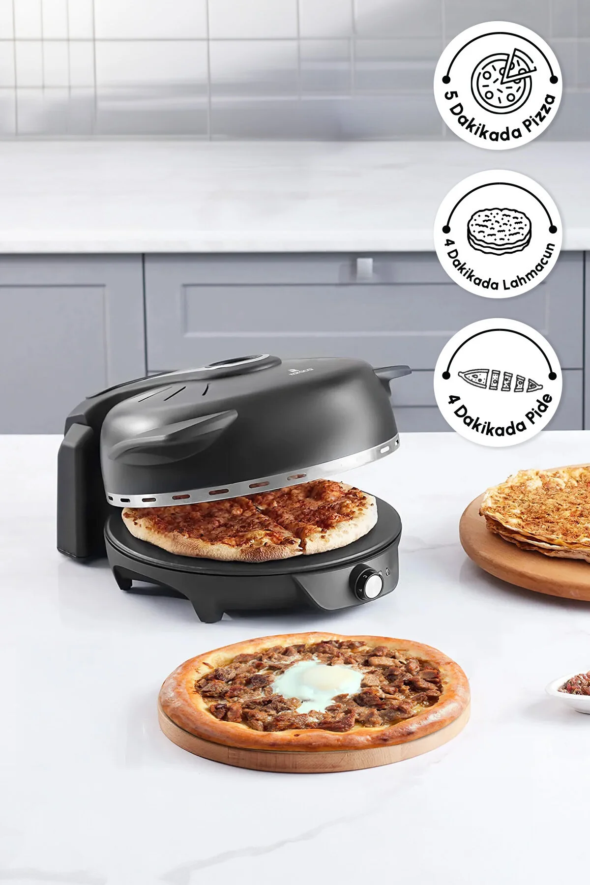 نان پز GASTRO 10 IN 1 PIZZA LAHMACUN AND TANDOORI BREAD MACHINE BIODIAMOND مشکی MATTE اورجینال Karaca