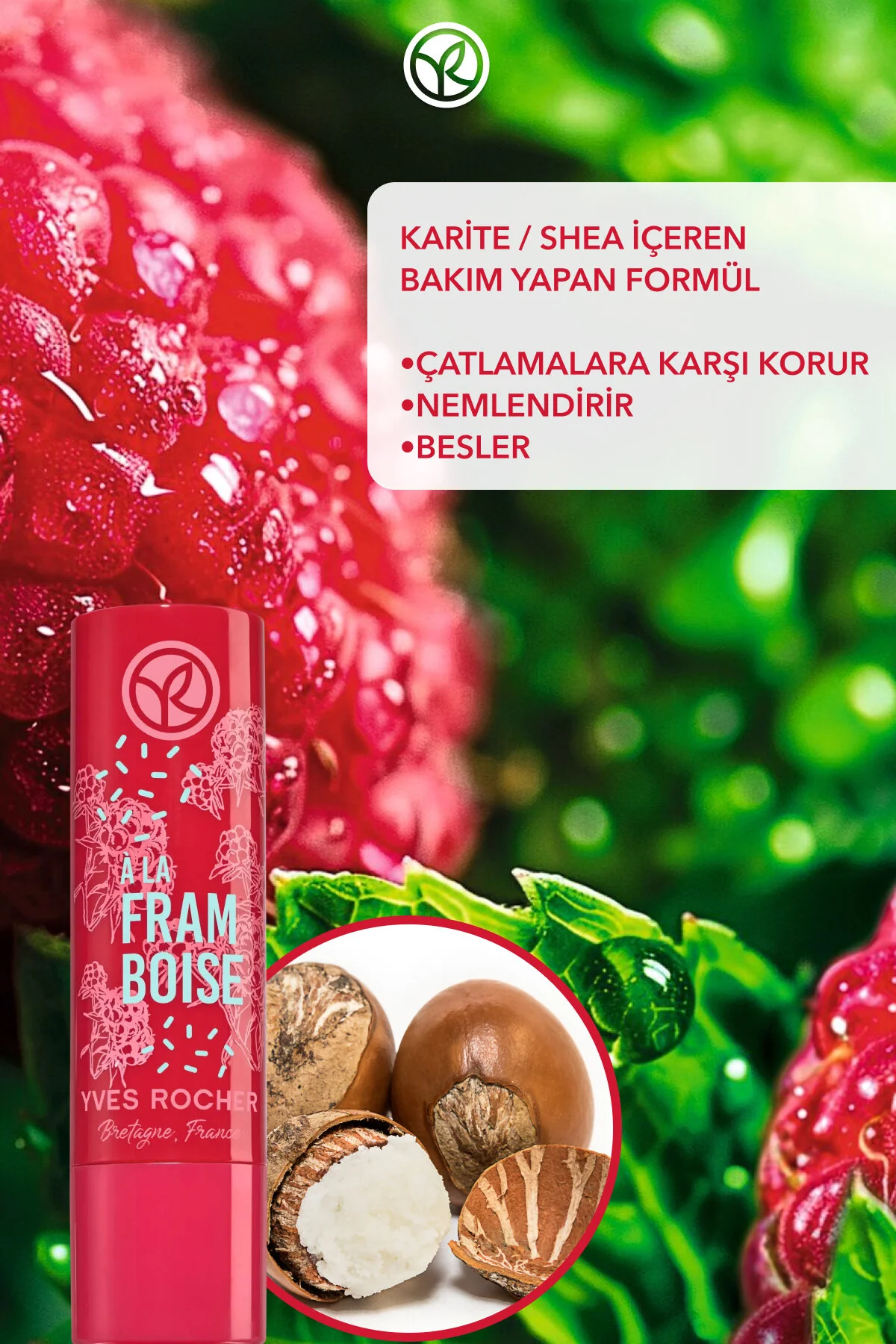 Yves Rocher بالم لب تمشک مغذی و آبرسان ضد ترک و خشکی