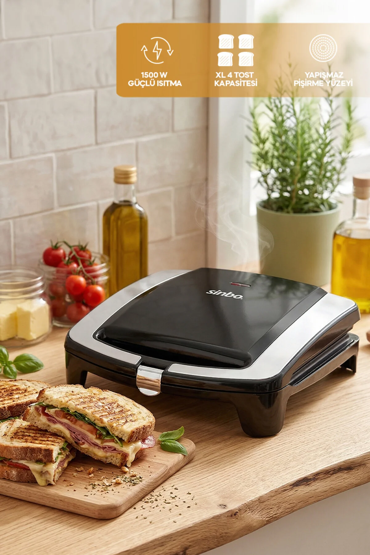 دستگاه ساندویچ و تست توستر 4 اسلایس SSM 2550 اورجینال Sinbo