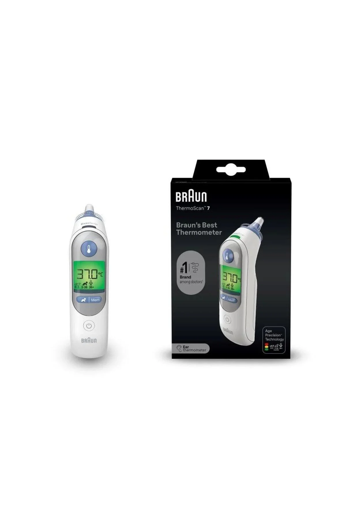 تب سنج THERMOSCAN 7+ با حساسیت به سن و حالت شب براون Braun